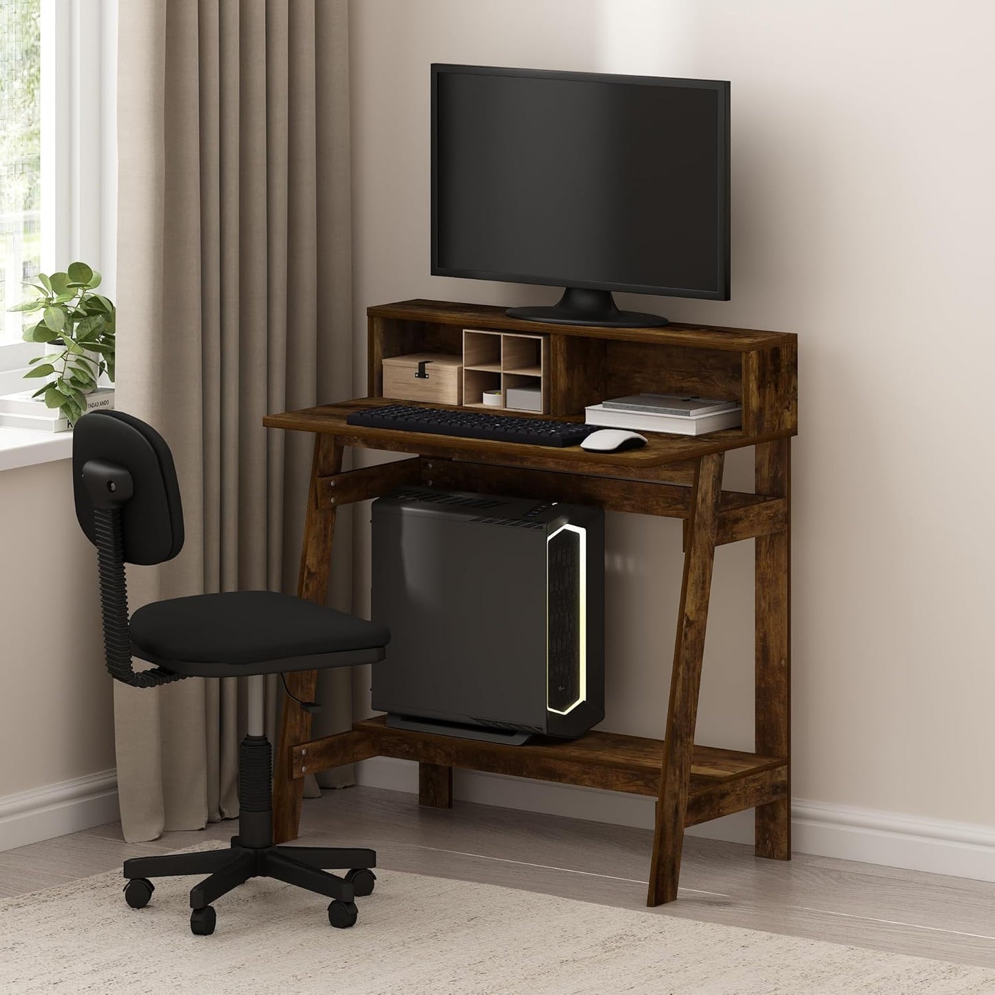 Furinno Simplistic A Frame Computer Desk, Amber Pine