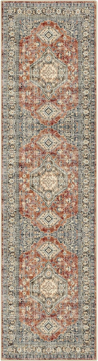 Lahome Oriental Hallway Runner Rug Non Slip, 2x8 Washable Runners for Hallways Kitchen, Vintage Non Skid Soft Long Carpet for Bedroom Bathroom Entryway, Brick Red