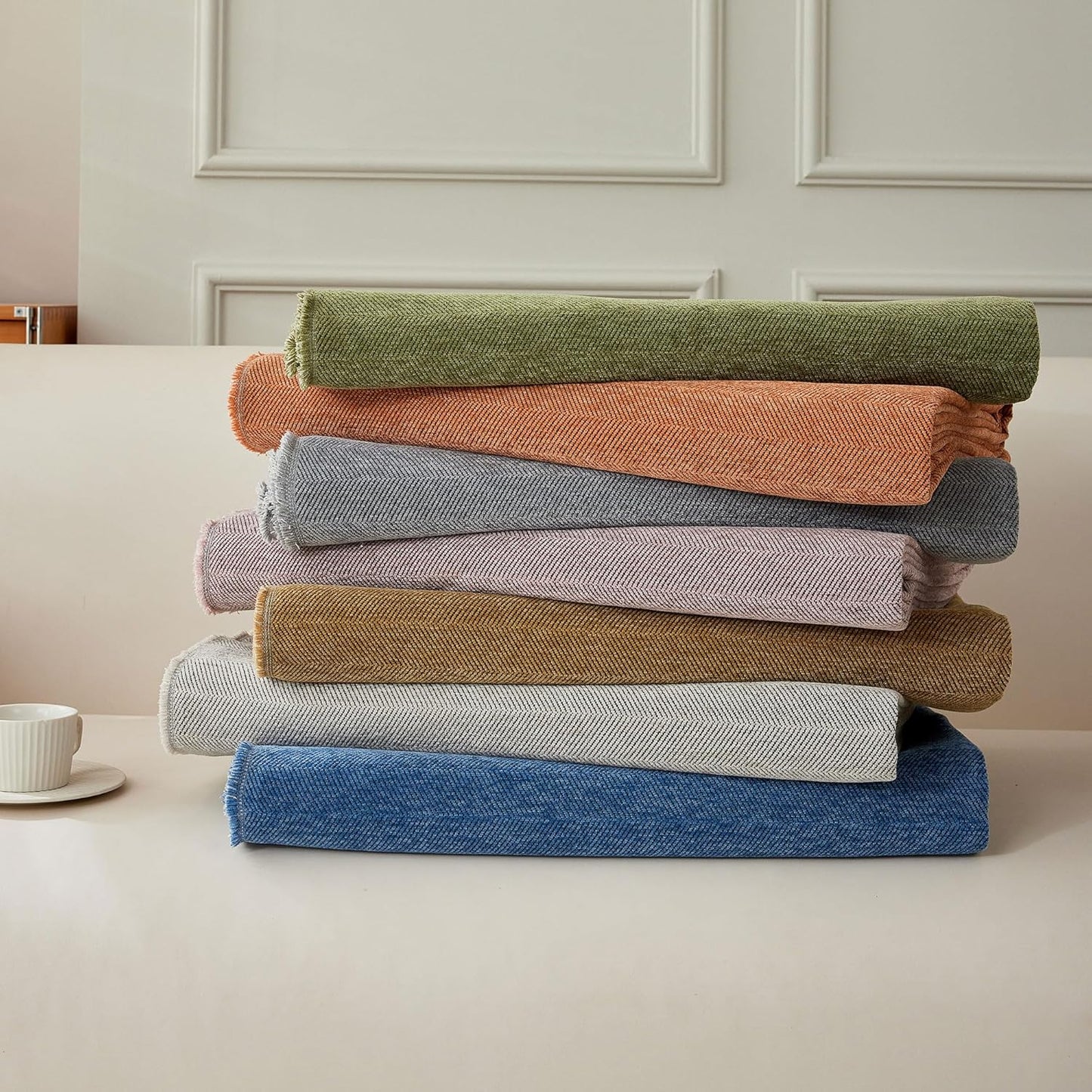 STACYPIK Matcha Green Sofa Cover Christmas Chenille Couch Covers Herringbone Sofa Covers for 3 Cushion Couch Thick Couch Covers Blanket Wear-Resistant Furniture Cover for Kids Dogs Decor-91X150IN