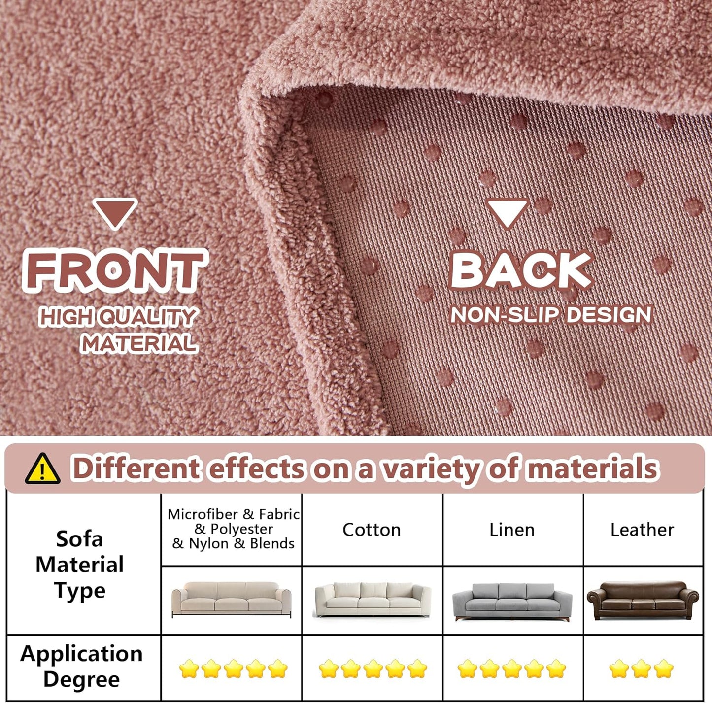 MYSKY HOME Pink Sofa Cover, Couch Covers for Sofa, Pet Couch Cover Reclining Couch Covers Loveseat Covers for 2 Cushion Couch Thick Durable Cushion Covers for Furniture Couch Cover, 71" x 102"