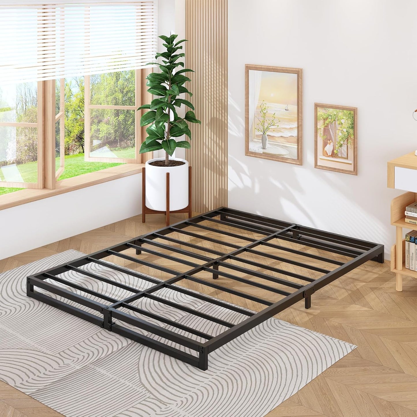 6 Inch Full Size Bed Frame No Box Spring Needed, Heavy Duty Metal Platform Beds with Sturdy Steal Slats for Mattress Foundation, Easy Assembly, Noise Free, Black