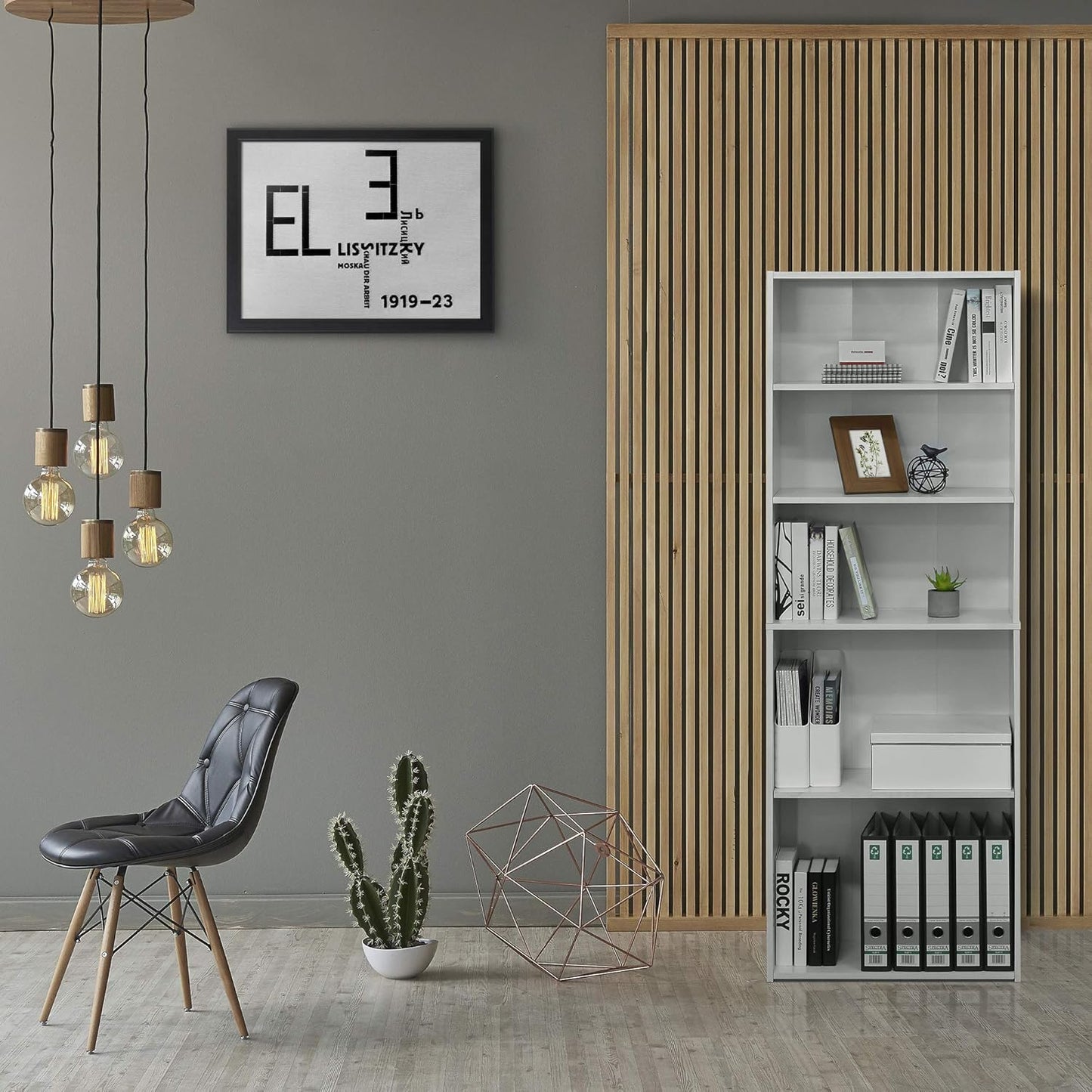 FURINNO Wright 5-Shelf Bookcase, Soft White