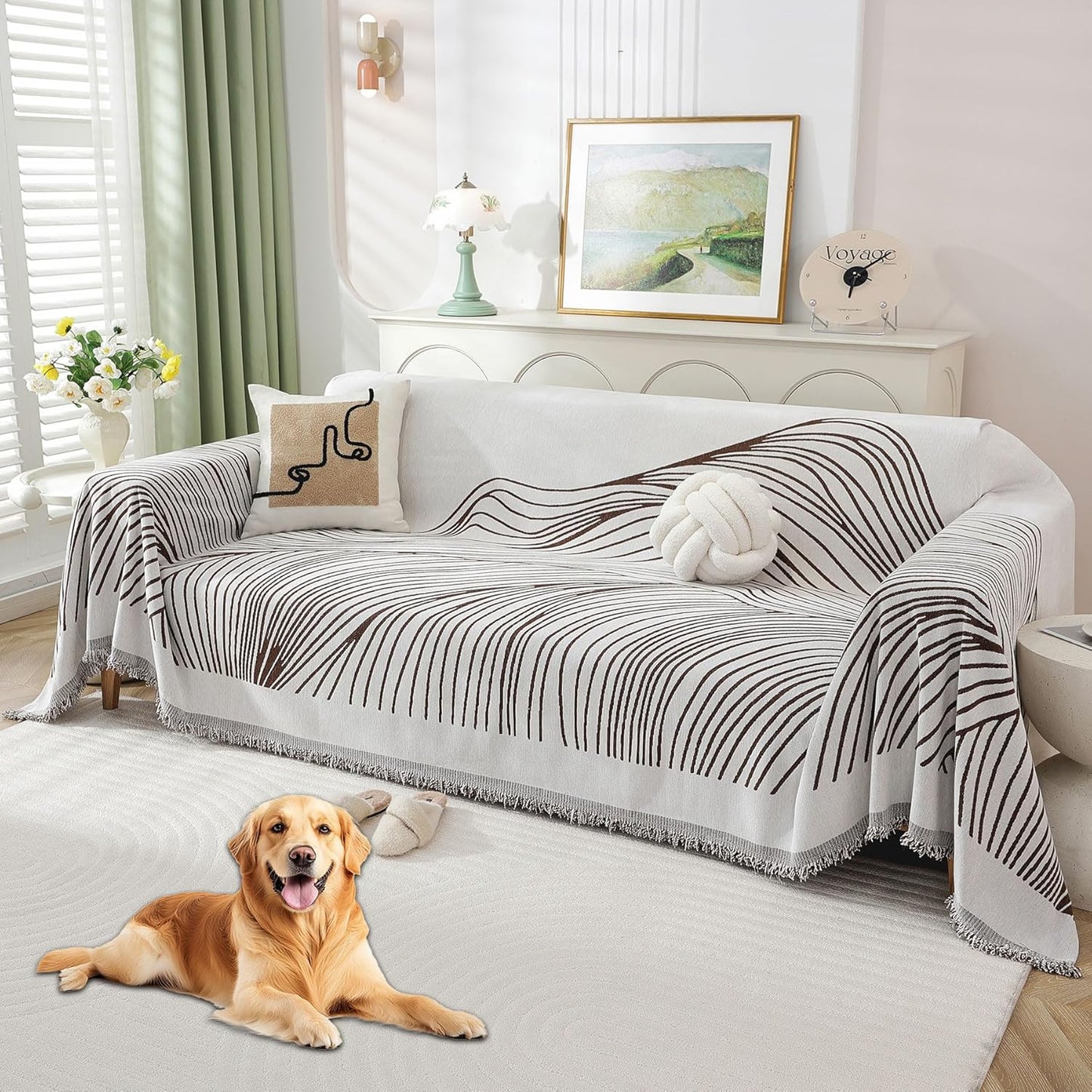 Non Slip Sofa Covers Couch Covers for 2 Cushion Couch Sofa Pet Friendly Washable Couch Covers for Sofa, Soft Thick Sectional Couch Covers L Shape Furniture Protector for Kids, Dogs 71" X102"