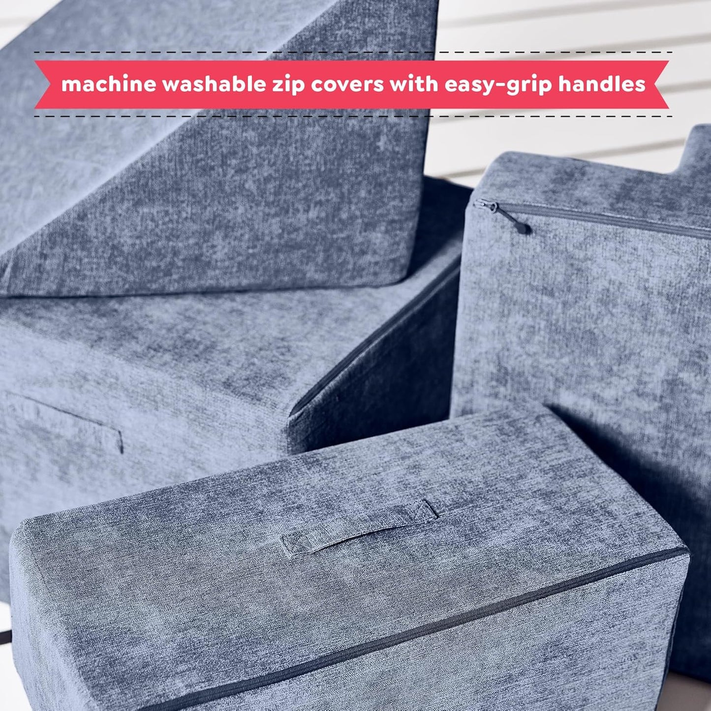 Yourigami Kids and Toddler Play Gym, Playroom Couch Set, Durable Modular Design, Blue Lagoon