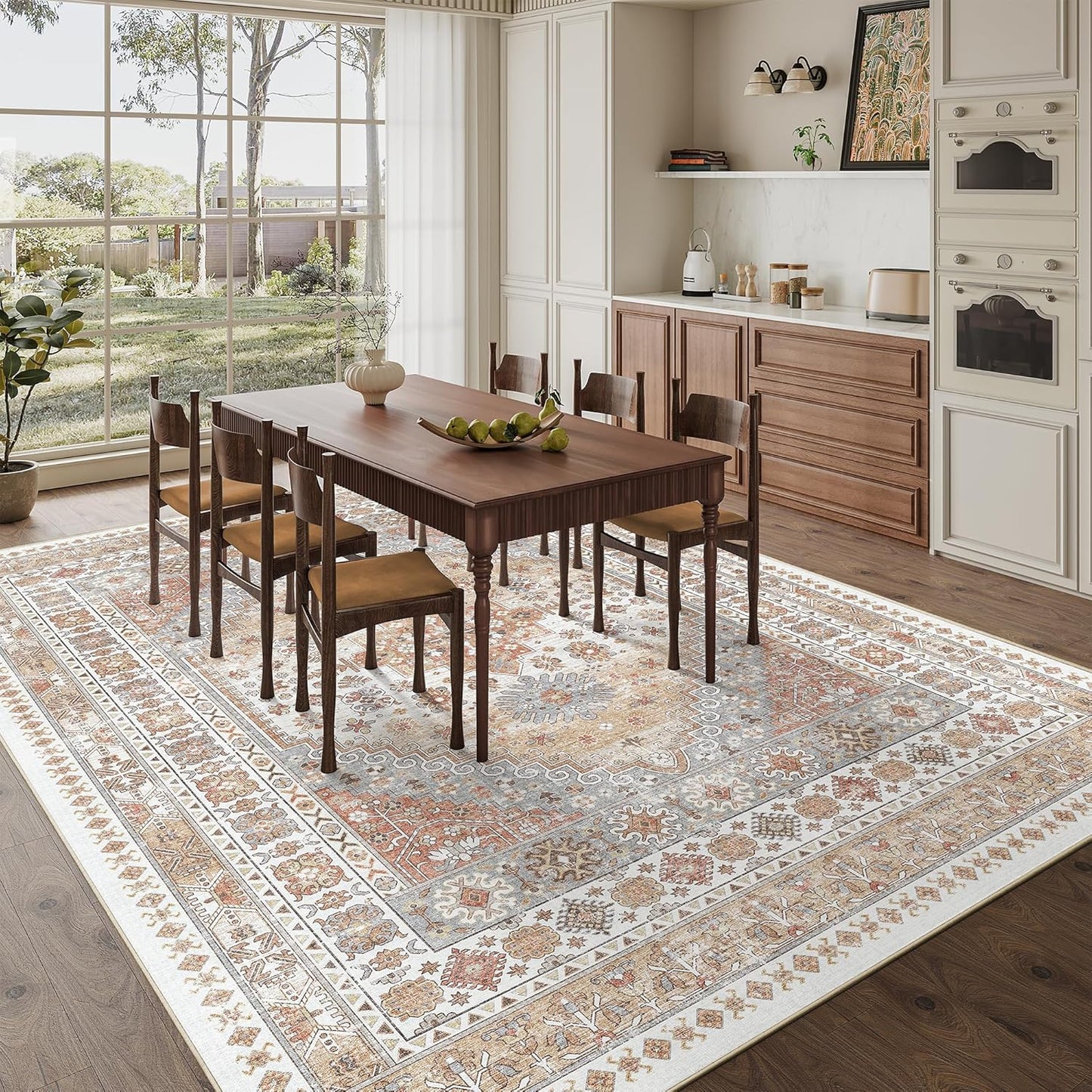 zesthome 10x14 Area Rugs,Stain Resistant Washable Rug,Ultra-Thin Rugs for Living Room,Bedroom,Non-Slip Backing Home Decor Large Area Rug (Orange,10'x14')