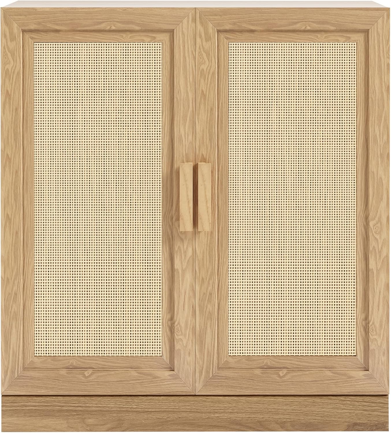 Buffet Cabinet, 2-Doors Sideboard Cabinet with Rattan Panels, Buffet Console Accent Table for Hallway Entryway Dining Room, 36", Oak