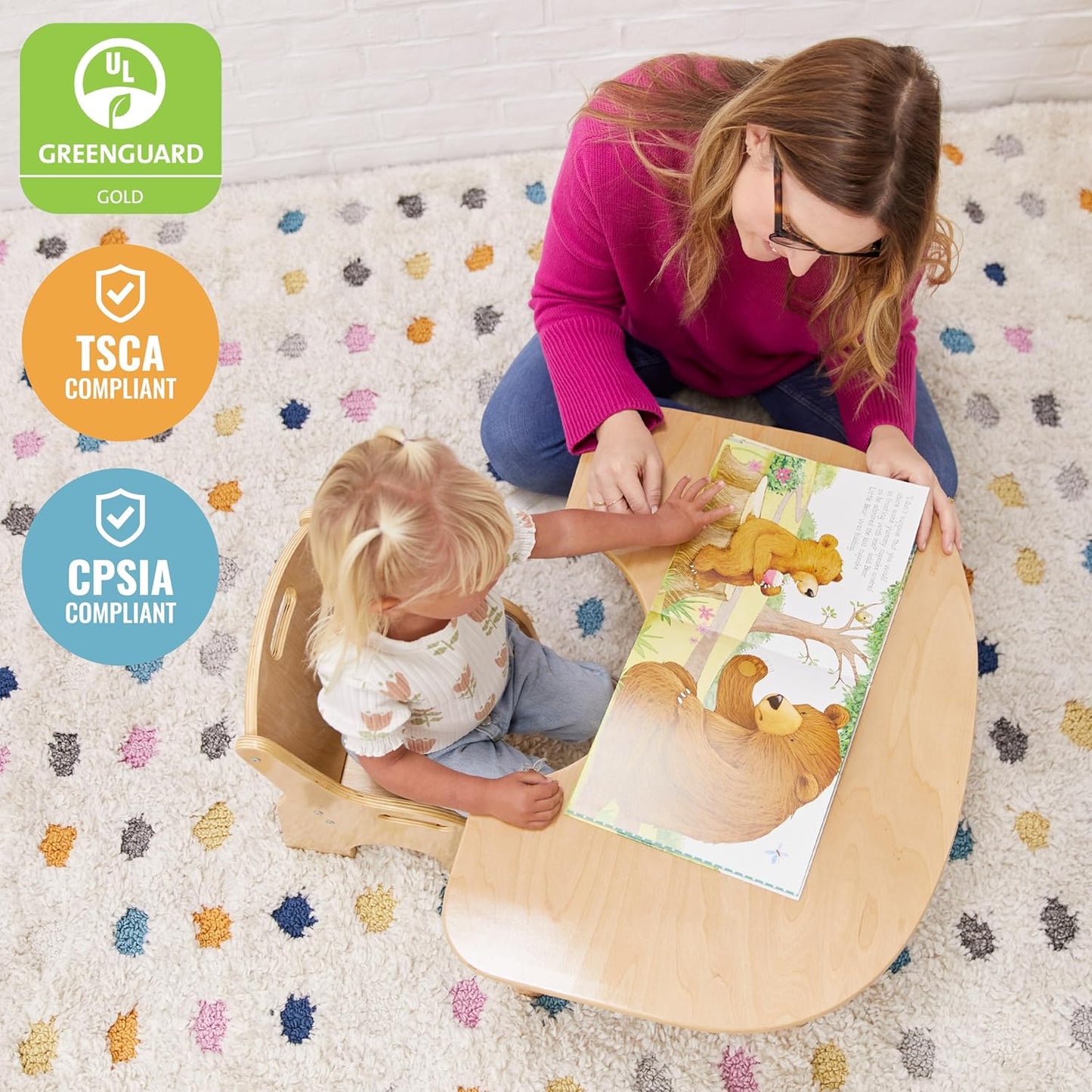 ECR4Kids Little Learner Table and Chair Set, Kids Furniture, Natural