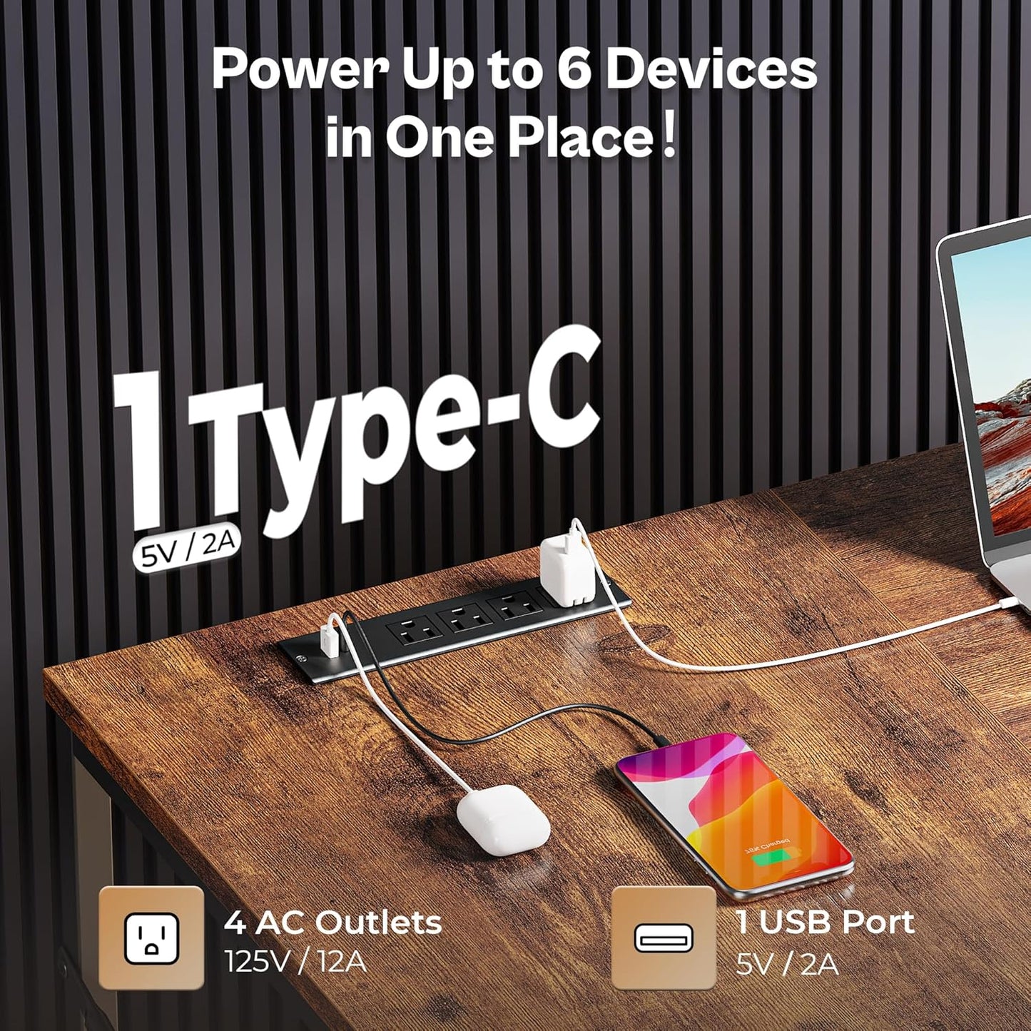 Huuger 55 Inch L Shaped Desk with Fabric Drawers, Reversible Computer Gaming Desk with Power Outlets and USB-C Port, Adjustable Side Storage Shelves, for Work Study Corner Home Office, Rustic Brown