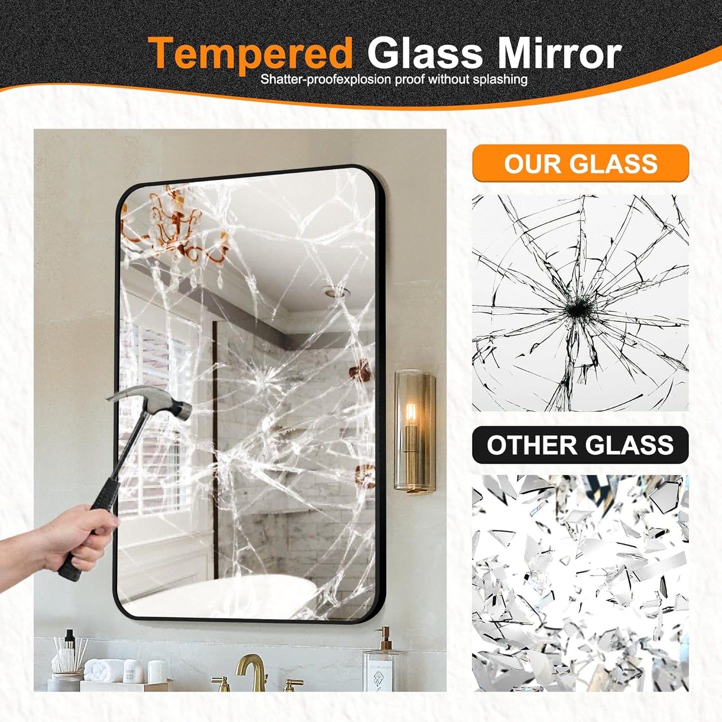 Delma Bathroom Mirror, Black Framed Bathroom Mirror for Over Sink, High-Definition Vanity Mirror, Versatile Mirror for Bathroom, Hangs Horizontally or Vertically(40x28, Black)