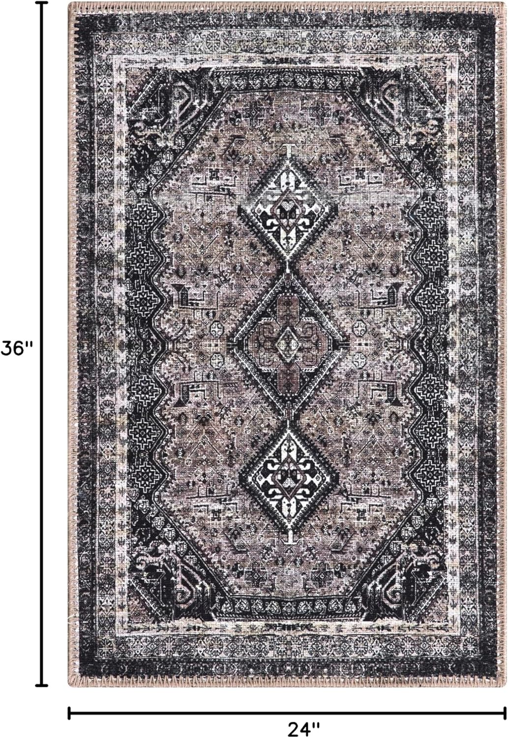 Keen Home Design 2x3 Rug - Machine Washable Entry Rug with Non-Slip Backing, Ideal for Enteryway, Kitchen, Bathroom, Laundry Room - Vintage, Easy Clean, Durable, Low Pile Rug - (2' x 3')