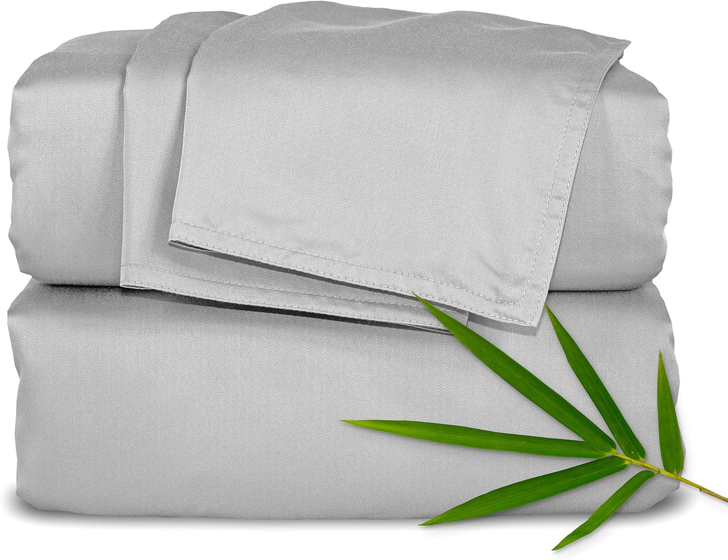Full Sheets by Pure Bamboo, Genuine 100% Organic Viscose Derived from Bamboo Bed Sheet Set, Luxuriously Soft & Cooling, Double Stitching, Lifetime Quality Promise (Full, Silver Pearl)