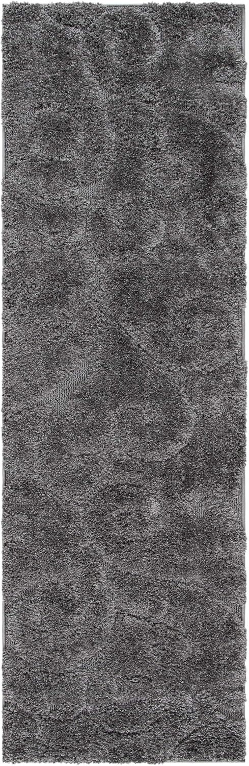 SAFAVIEH Florida Shag Collection Accent Rug - 2'3" x 5', Grey, Scroll Design, Non-Shedding & Easy Care, 1.2-inch Thick Ideal for High Traffic Areas in Entryway, Living Room, Bedroom (SG455-8013)
