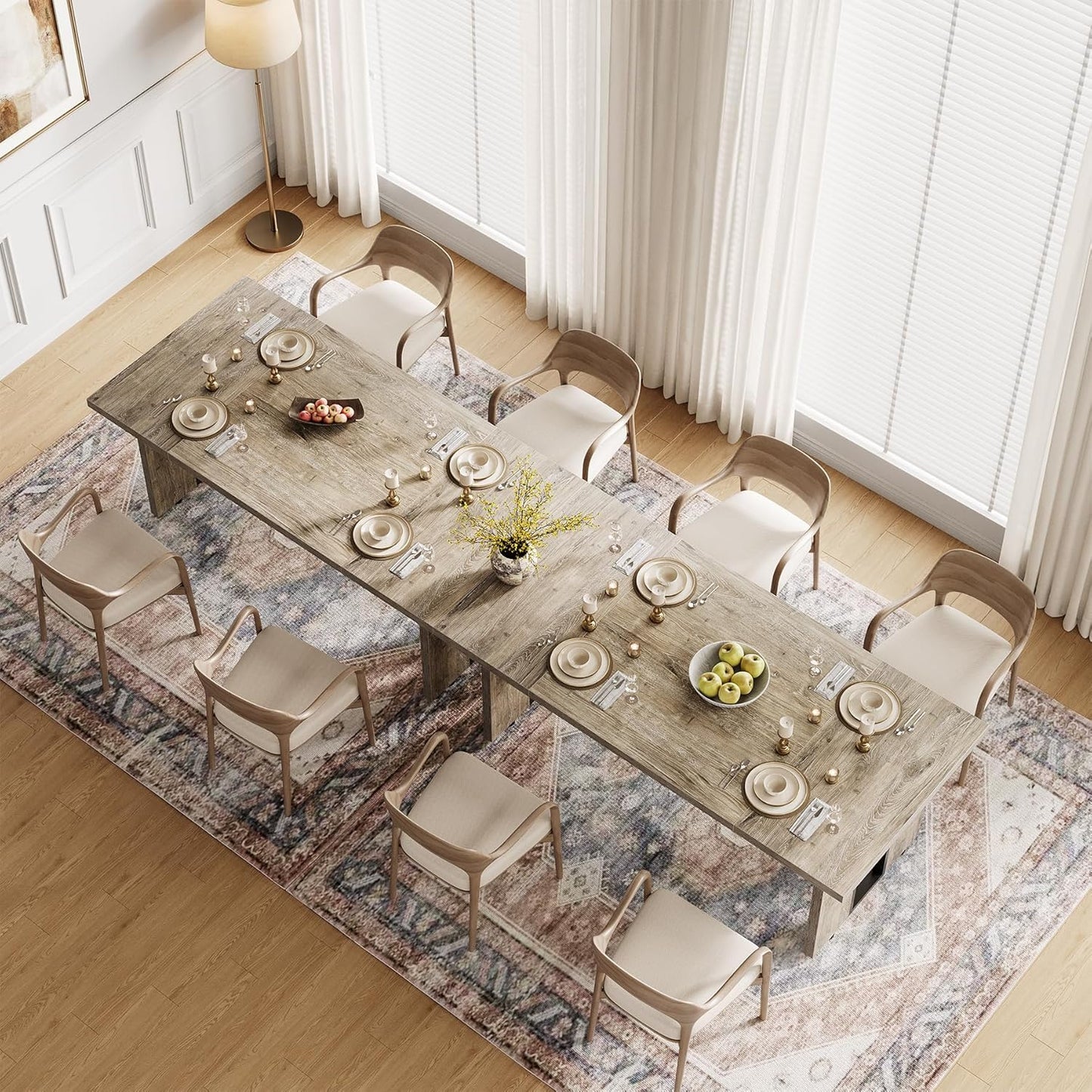 LITTLE TREE 71-Inch Dining Table, Rectangular Wooden Kitchen Table for 4-6 People, Modern Home Furniture with Heavy Duty Legs, Large Dinner Furniture Last Forever, Grey