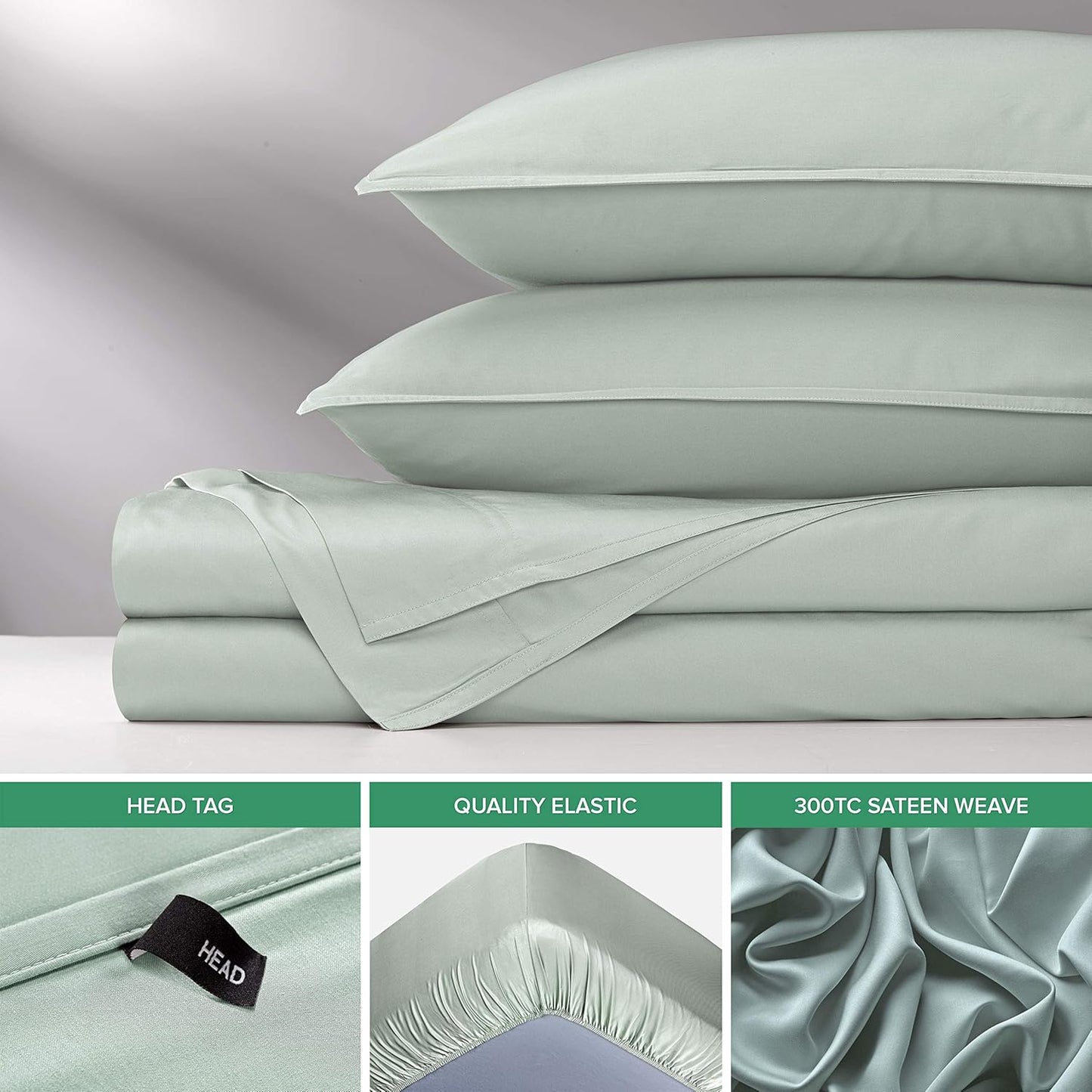 California King Sheets by Pure Bamboo, Genuine 100% Organic Viscose Derived from Bamboo Bed Sheet Set, Soft & Cooling, Double Stitching, Lifetime Quality Promise (California King, Sea Glass)