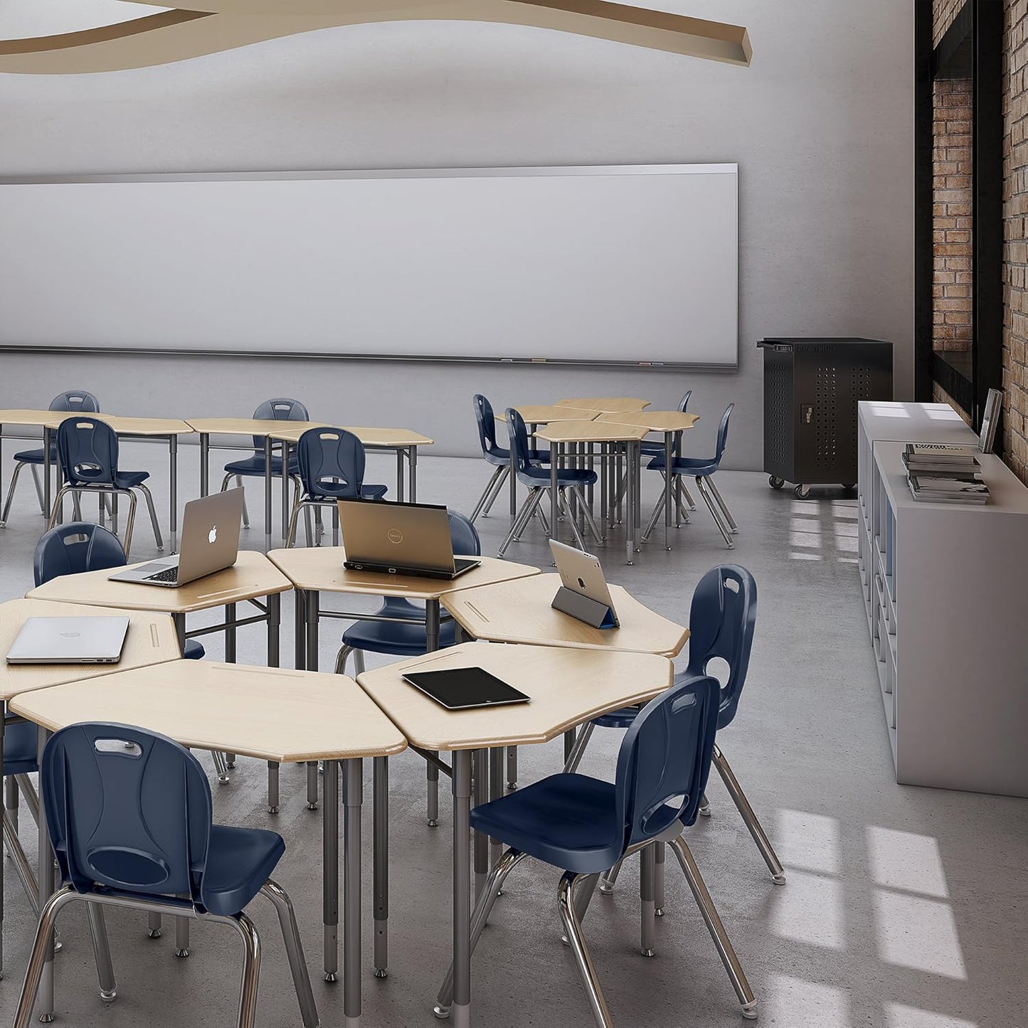 Learniture LNT-116-CSW-NV Learniture Structure Series Stackable School Chairs for Classroom, 16" Seat Height, Navy, Pack of 4