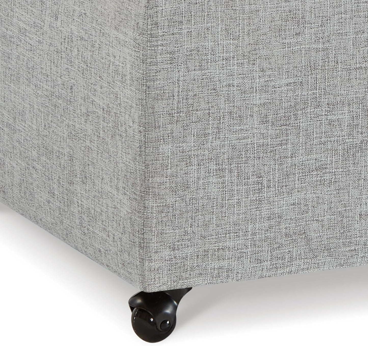 Ball & Cast 45" Sofa Ottoman with Storage, Linen Upholstered Bench with Rotation Casters and Safety Hinge for Living Room, Multi-Function Coffee Table,Gray