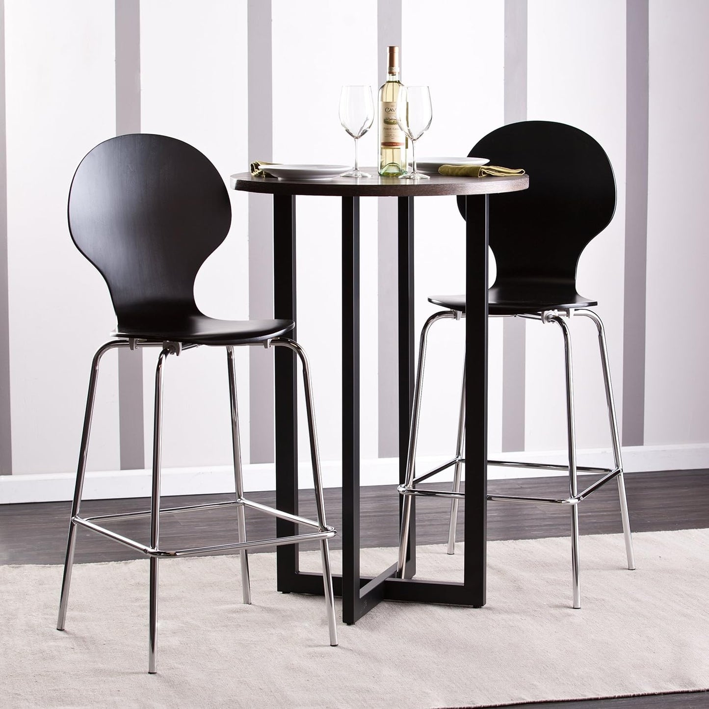 SEI Furniture Danby 42" Bar Bistro Table, Burnt Oak, Black