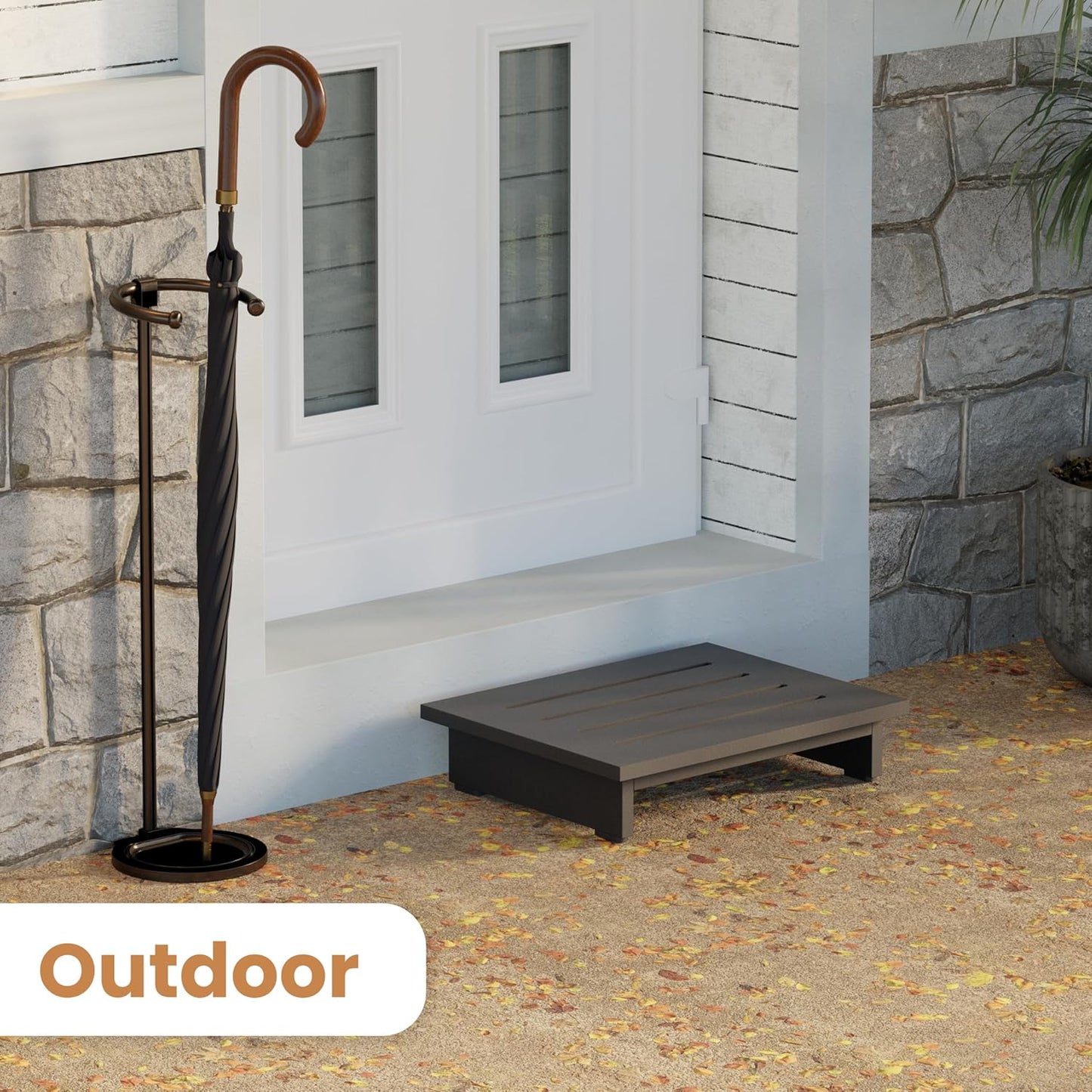 Holana 3.5" Wooden Step Stool for Adults (No Assemble Required)- 200 Lbs One Step Stools for High Bed Riser - Small Stepping Stool for Elderly, Seniors, Kid/Bathroom, Bed, Kitchen (Black)