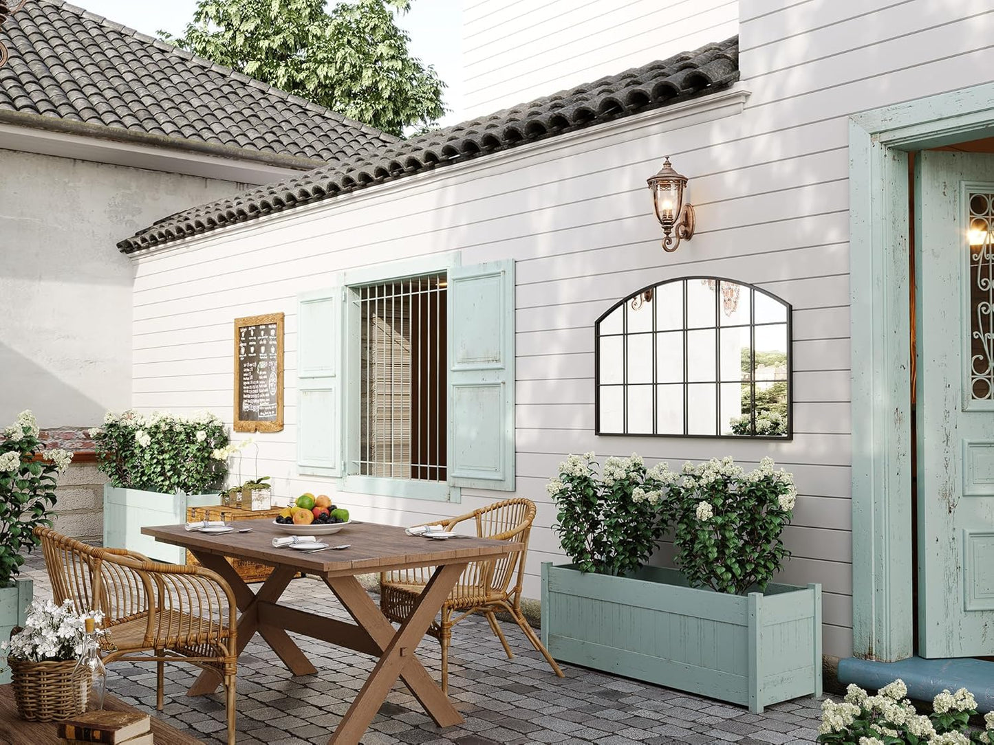 Wide Window Pane Mirror, 44" x 28" Black Arched Mirror for Wall, Grid Large Decorative Wall Mirrors for Living Room Bedroom Farmhouse Fireplace Hallway Entryway