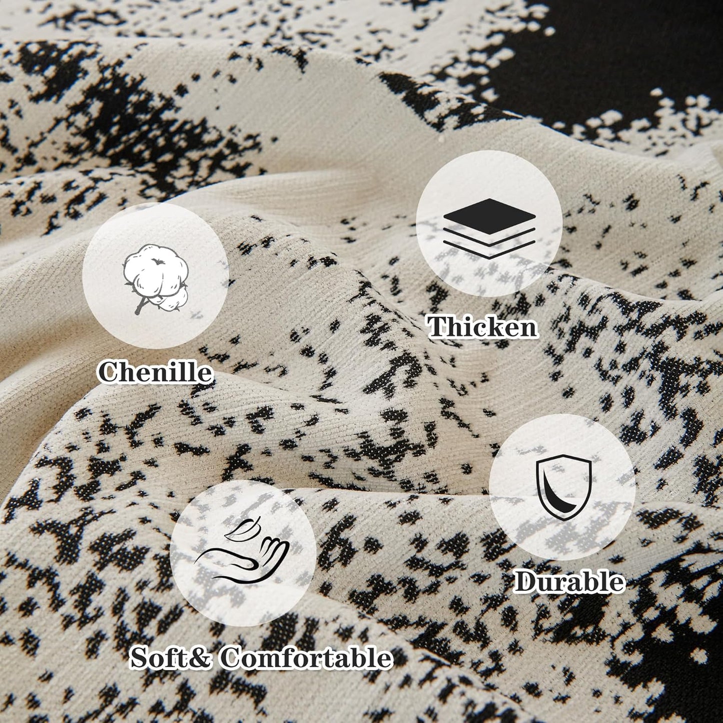 MYSKY HOME Boho Couch Cover for Dogs Washable Black Rhombic Couch Sofa Protector for Loveseat Sofa with Pets Friendly Chenille Geometric Sofa Covers Soft Durable Farmhouse Sofa Slipcovers, 71" X102"