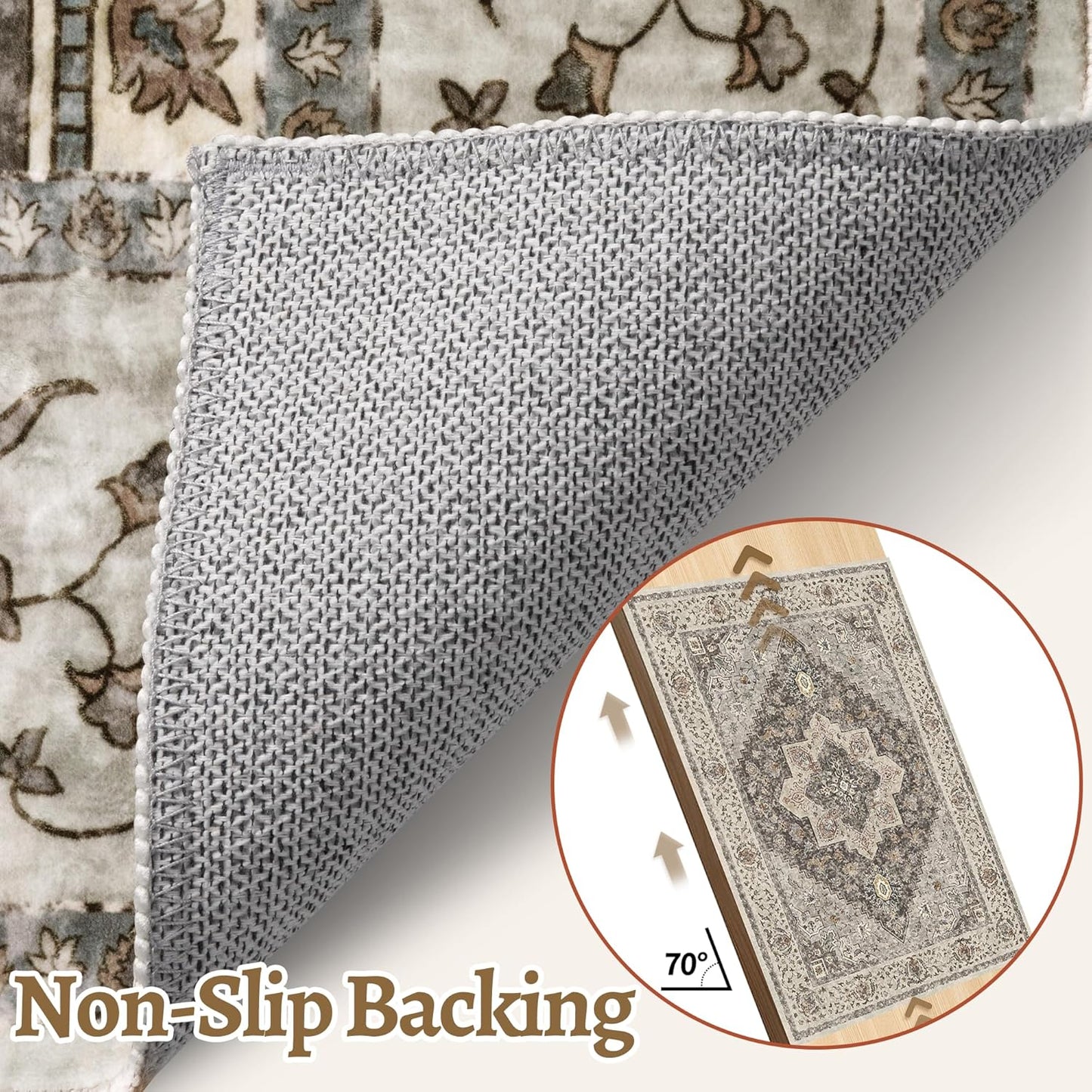 9x12 Vintage Area Rugs for Living Room, Washable Indoor Non Slip Large Area Rugs, Print Distressed Brown Carpet, Soft Low Pile Rug Foldable Floor Rug for Bedroom Dining Room Dorm