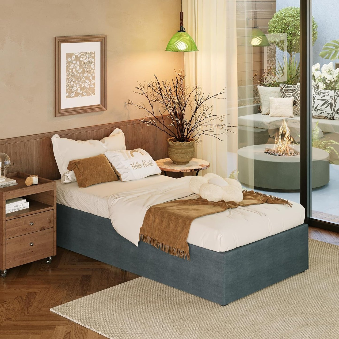 EMODA 14 Inch Twin XL Bed Frames with Cover, Heavy Duty XL Twin Metal Platform Bed Frame No Box Spring Needed, Noise Free, Easy Assembly