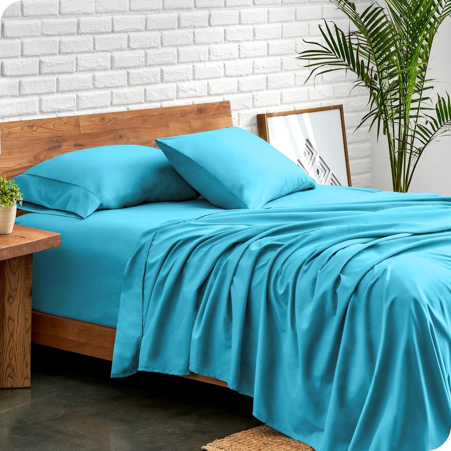 Bare Home Twin XL Sheet Set - College Dorm Size - Luxury 1800 Ultra-Soft Microfiber Twin Extra Long Bed Sheets - Deep Pockets - Easy Fit - Extra Soft - 3 Piece Set - Bed Sheets (Twin XL, Aqua)