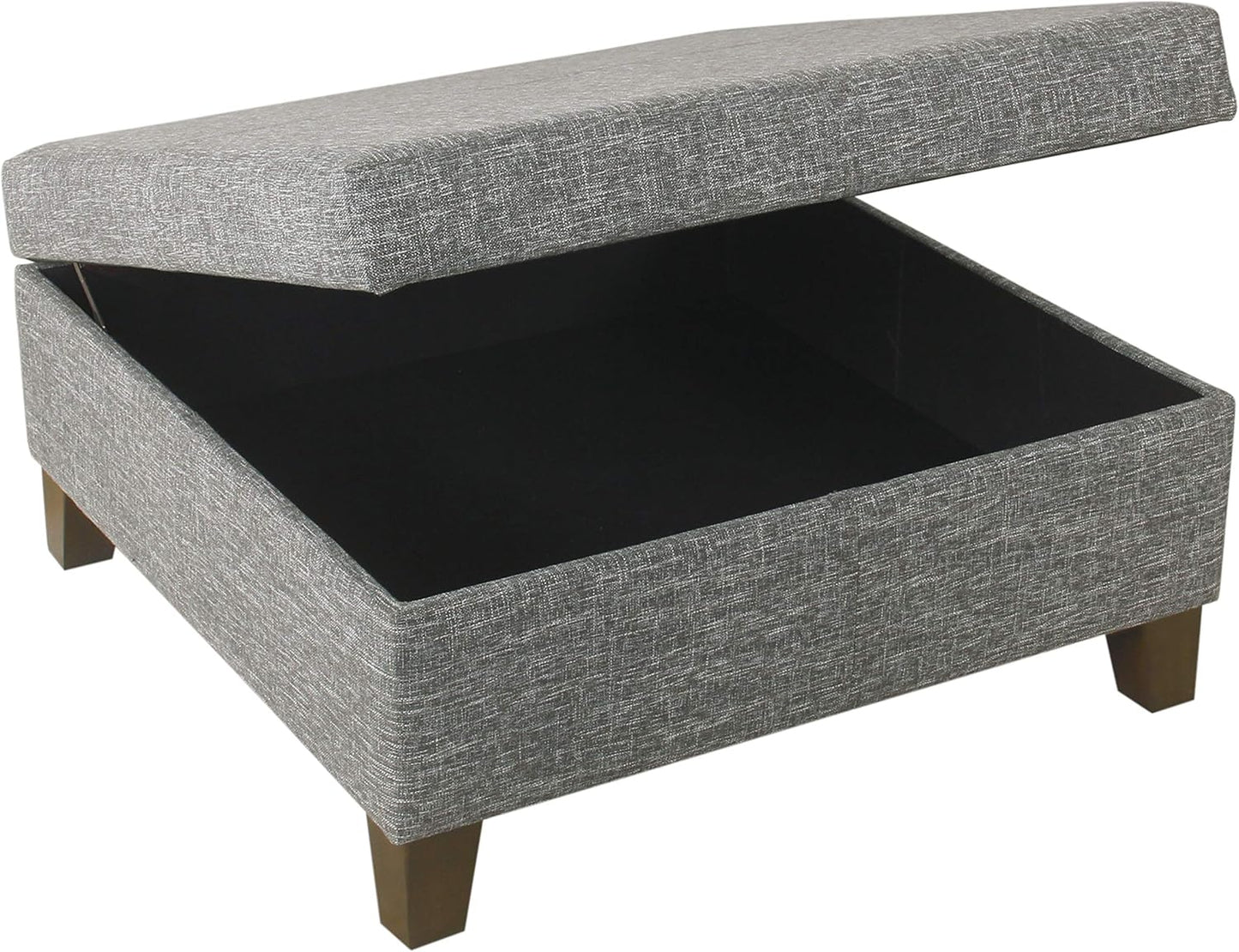 HomePop Home Decor | Luxury Square 32” Storage Ottoman with Lift Off Lid | Ottoman with Storage for Living Room & Bedroom, Slate Gray