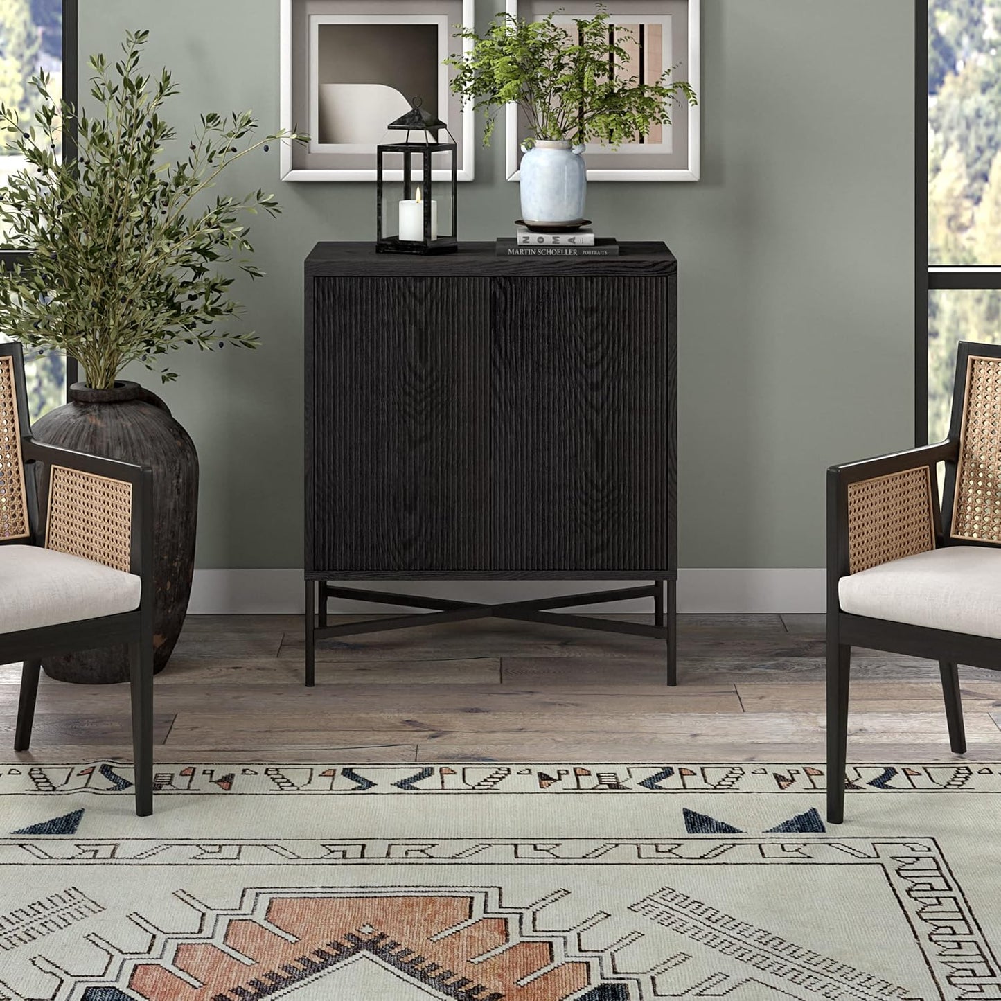 Henn&Hart Brighton Accent Cabinet, 28" Wide(15" D x 28" W x 32" H), Black