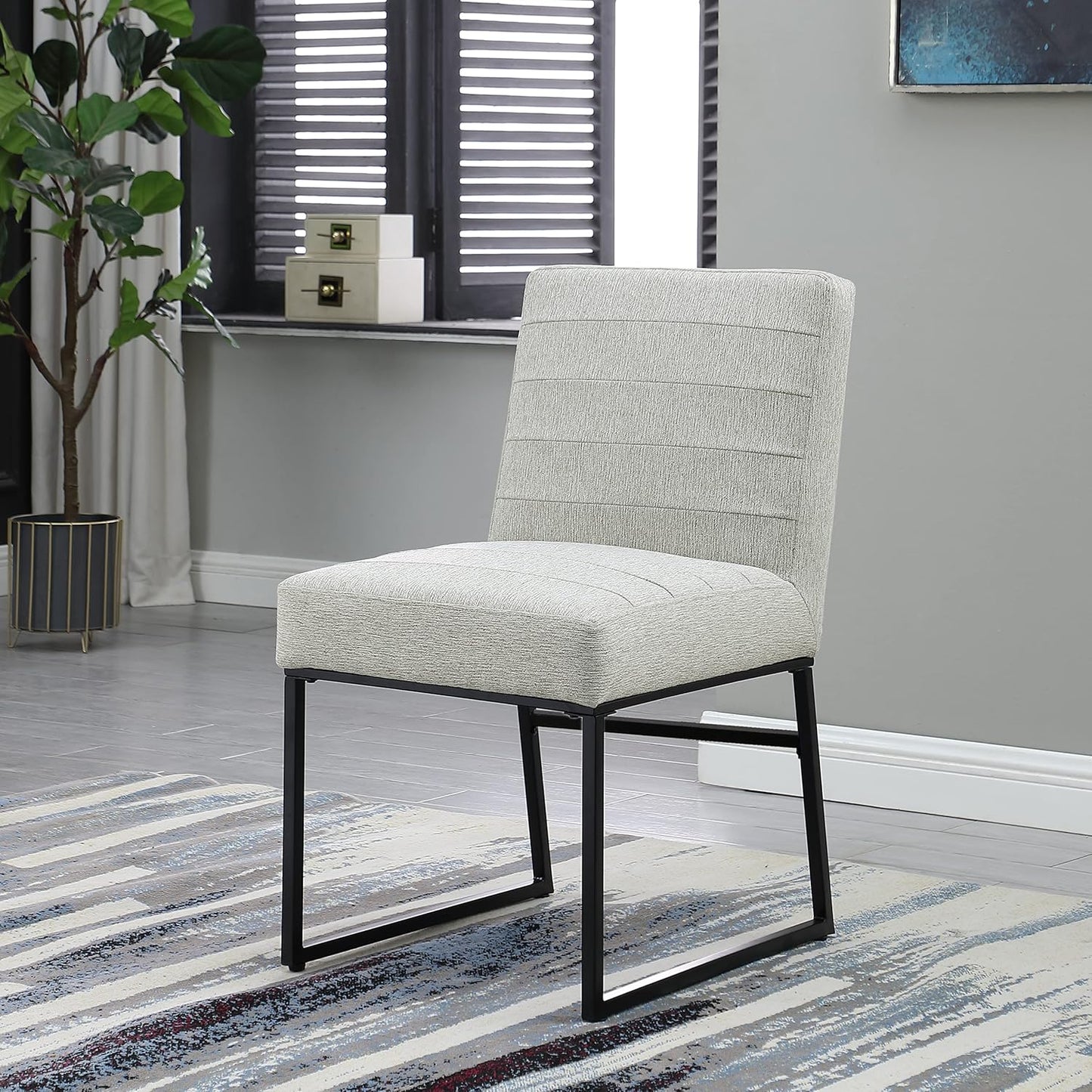 HomePop Channeled Metal Dining Chair - Sustainable Gray Woven (Single Pack)