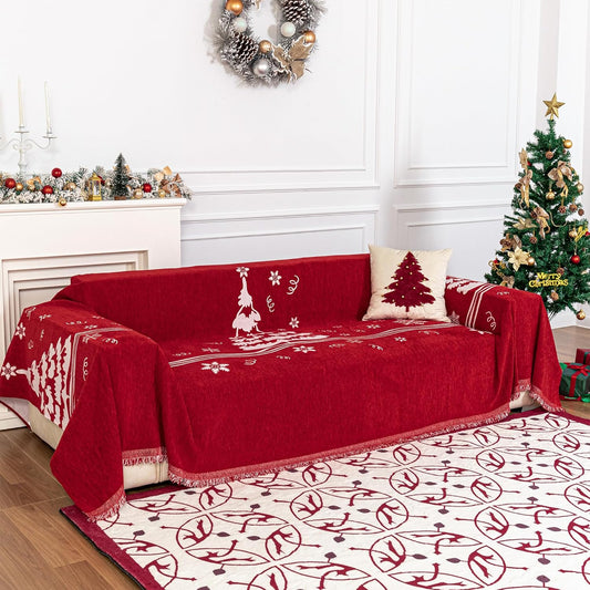 MYSKY HOME Couch Covers Couch Cover for Dogs Washable Couch Covers for Sectional Sofa Sofa Covers for 3 Cushion Couch Sofa Cover for Living Room Furniture Protector for Pets, Kids, 71"x134", Red