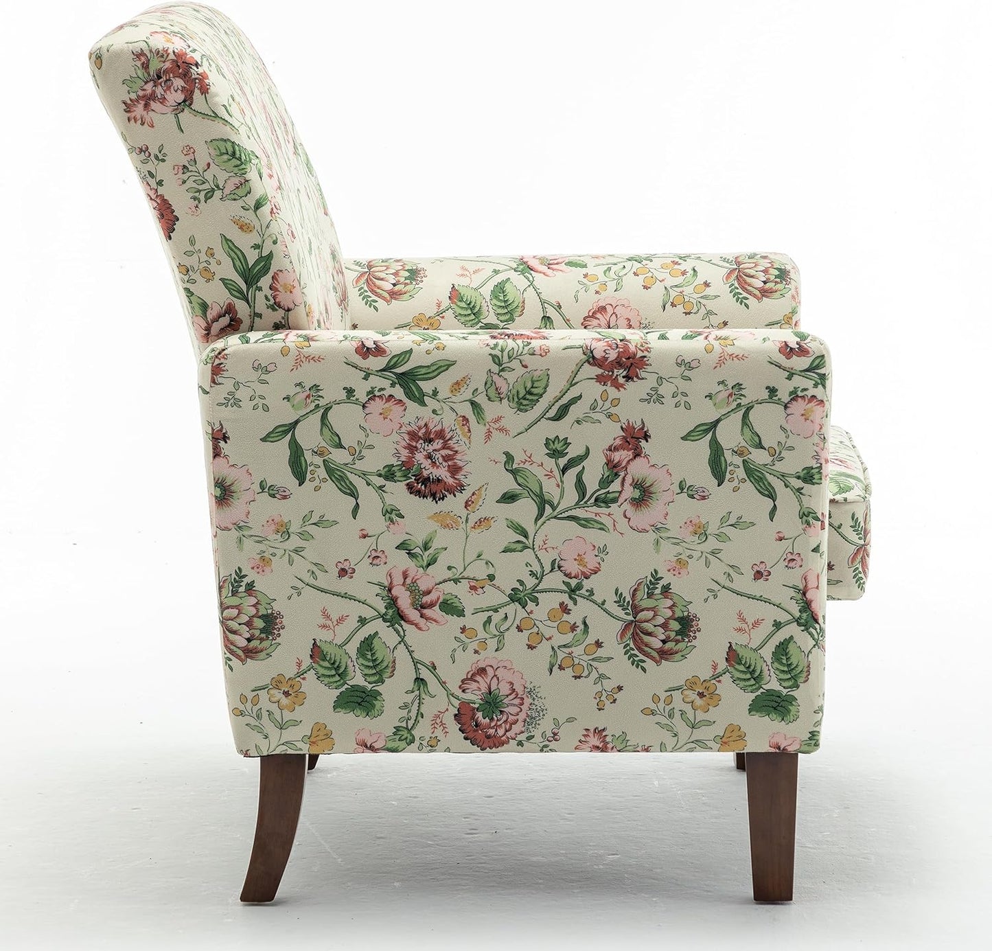 Container Furniture Direct Contemporary Accent Arm Chair with Birch Wood Frame and Velvet Upholstery, Armchair for Office and Living Room Decor, Removable Cushions, 04 Printed Fabric