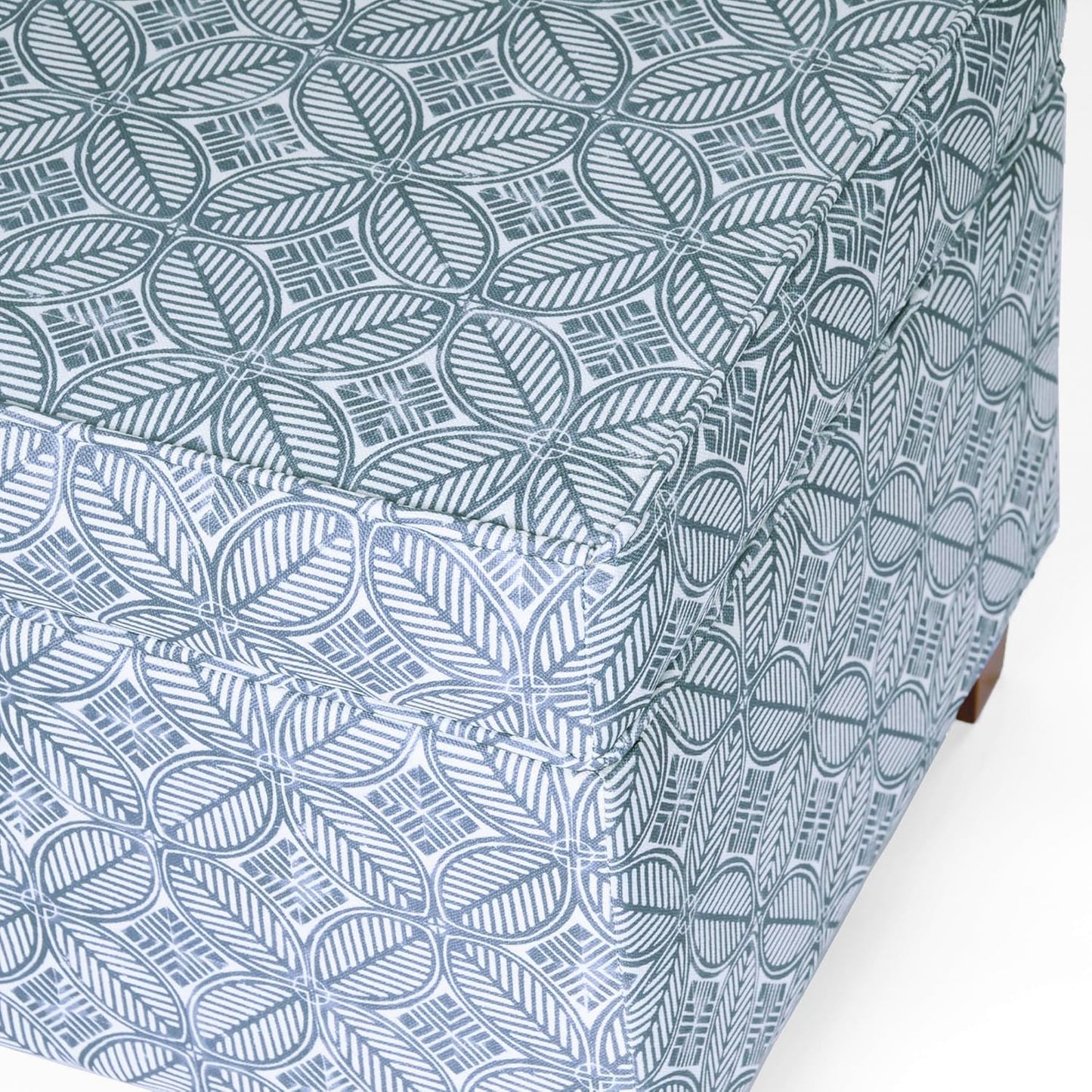 HomePop Home Decor | K7342-A874 | Classic Square Storage Ottoman with Lift Off Lid | Ottoman with Storage for Living Room & Bedroom, Blue Indigo Print, Large