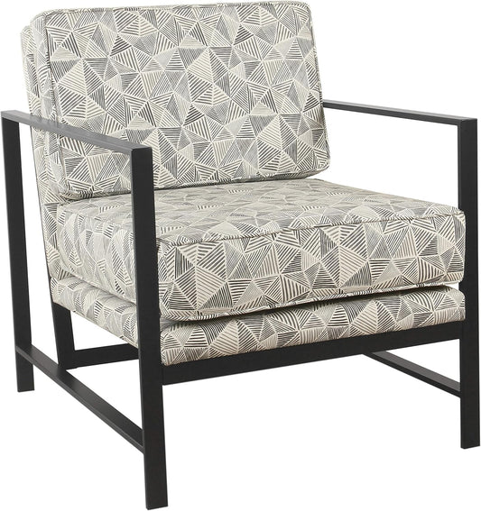 HomePop Modern Metal Frame Accent Chair Home Décor|Accent Chairs for Living Room & Bedroom - Gray Lines
