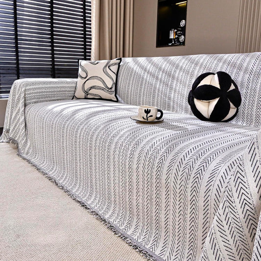 Nobildonna Sofa Cover Washable Soft Thicken Chenille Couch Cover with Tassel,Waterproof Sofa Slipcovers for 2 Cushion Couch,Loveseat,Futon Couch Furniture Protector Pet-Friendly,Beige 71"x102"