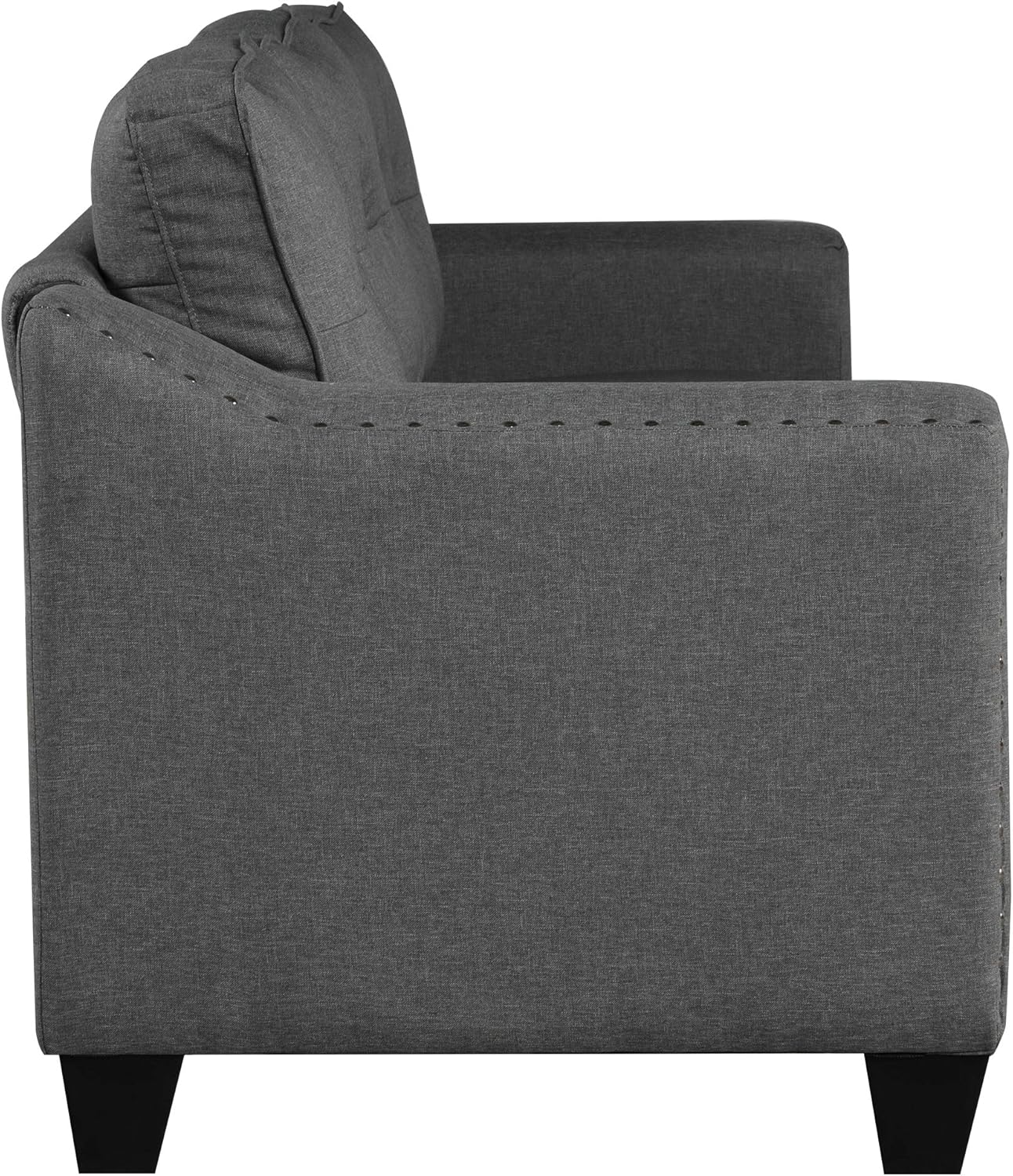 FANYE 3 Pieces Living Room Furniture Sets Include Sofa, Loveseat and Armchair, Linen Fabric Upholstered Sectional Couch with Classical Rivets Decor and Tufted Back Cushions, Retro Gray Sofa & Couch