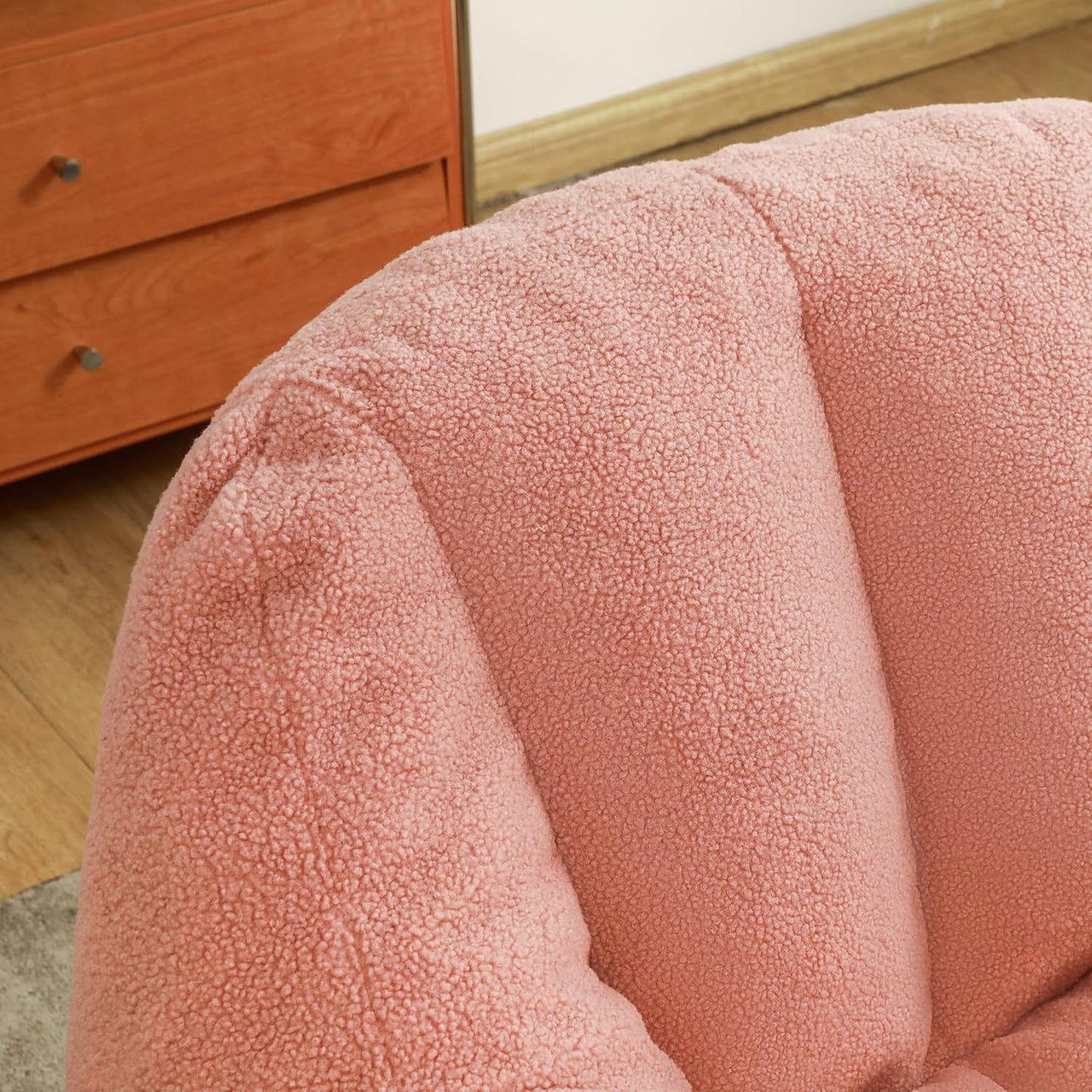 Furniliving Bean Bag Chair, Oversized Bean Bag Couch for Adults Lounge Chair for Bedroom Comfy Bean Bag Sofa with Back Support, Fluffy and Lazy Sofa for Living Room Bedroom Dorm, Pink, Teddy