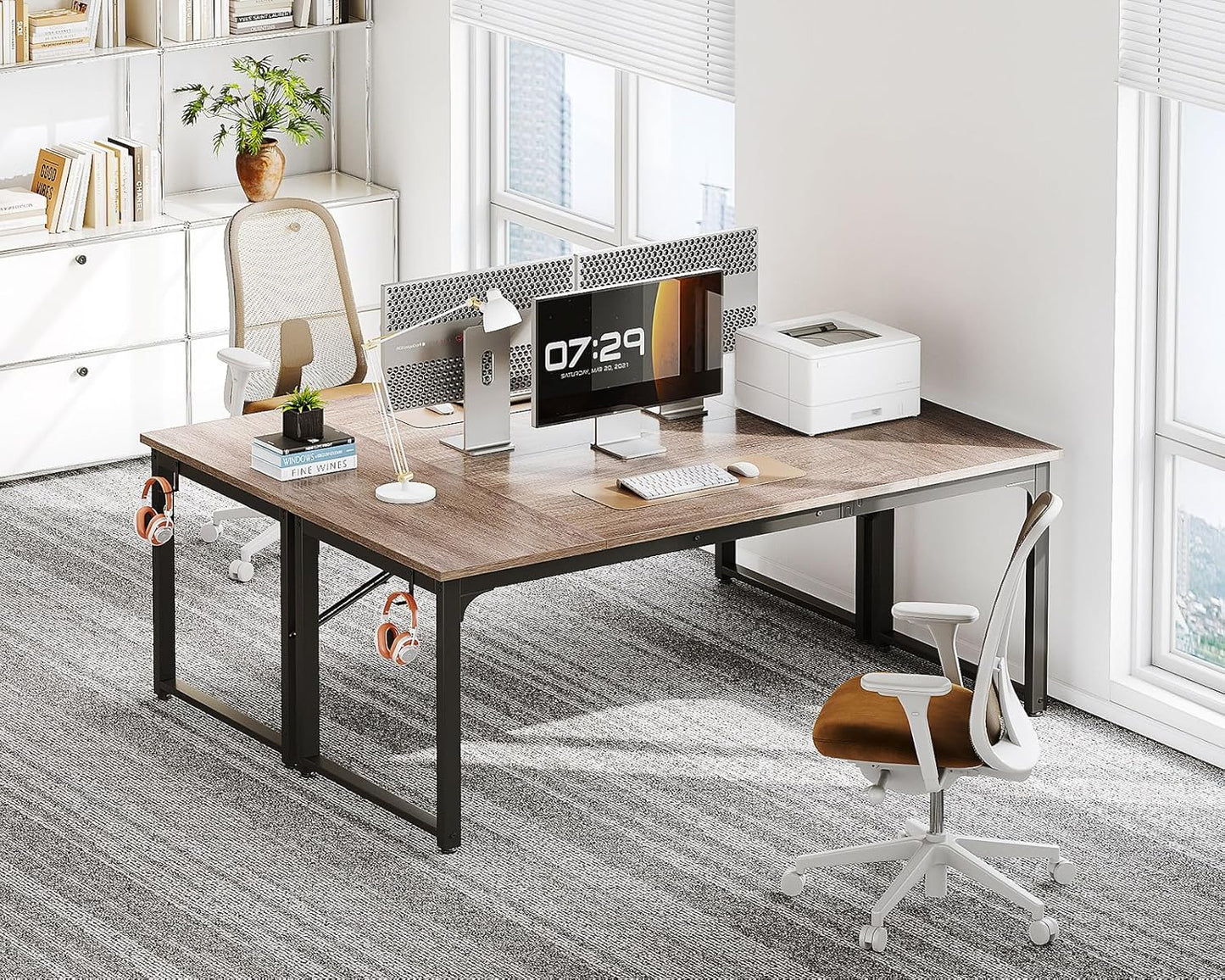 Coleshome 63 Inch Computer Desk, Modern Simple Style Desk for Home Office, Study Student Writing Desk,Grey Oak