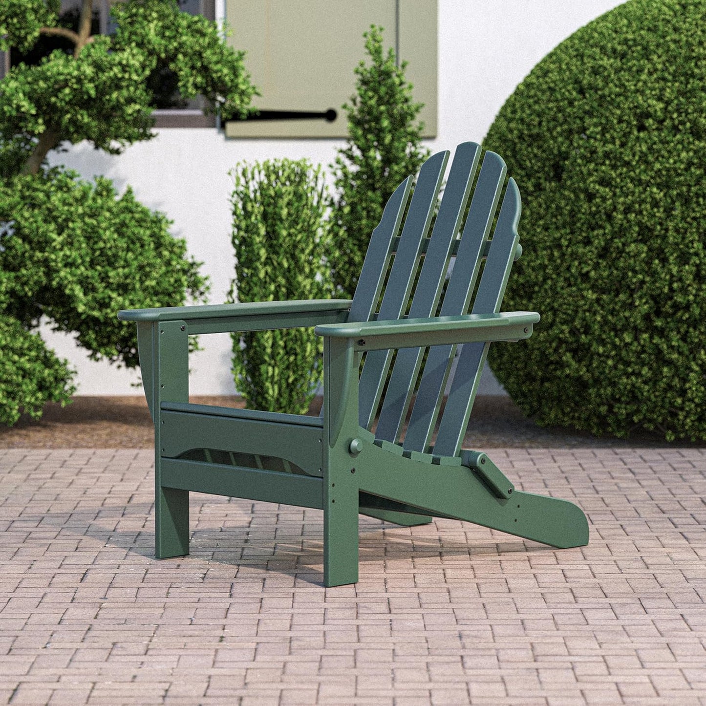 POLYWOOD AD5030GR Classic Folding Adirondack Chair, 38.5" x 31.25" x 33.5", Green