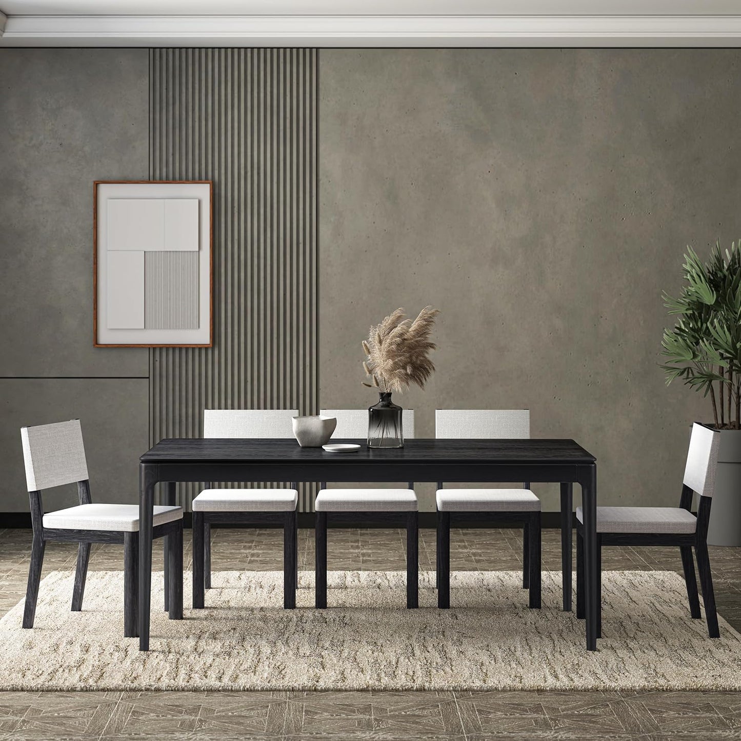 NTC Mingle 71 Inch Modern Design, Rectangular Dinner Table for Dining Room, Living Room Furniture, Effortless Assembly, Burnt Black