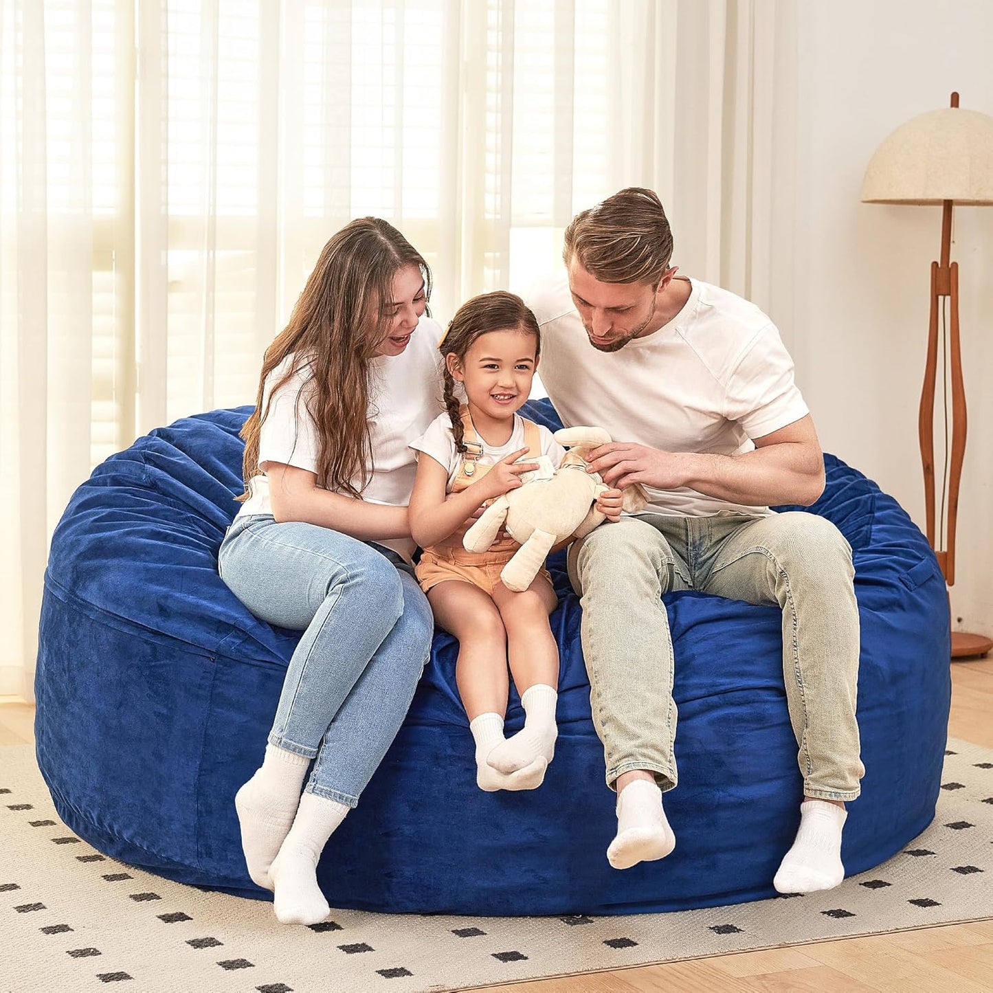 HABUTWAY Bean Bag Chair: Giant 6' Memory Foam Furniture Bean Bag Chair with Microfiber Cover - 6Ft,Blue