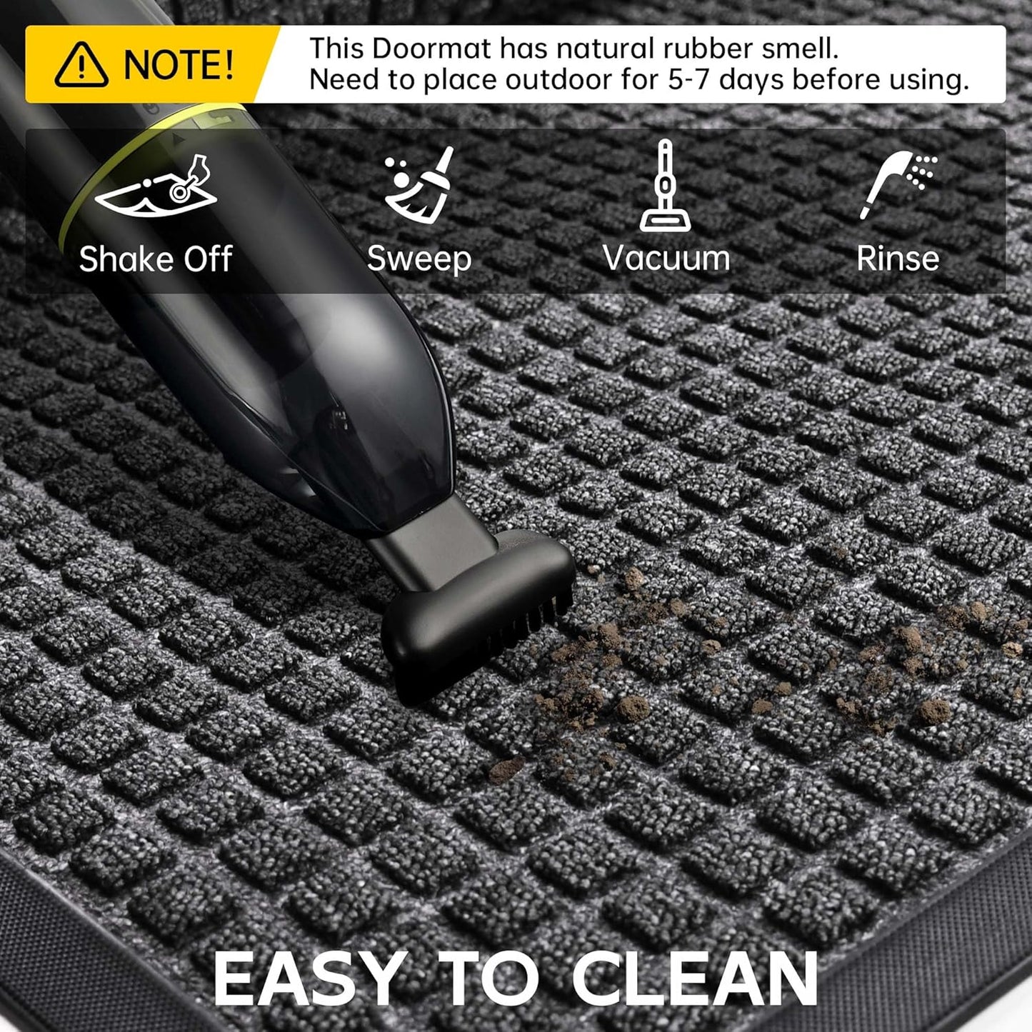 Sturdy Front Door Mat Outside Entrance, 4' x 2' All-Season All-Weather Doormat Waterproof, Stain and Fade Resistant, Natural Rubber Indoor Outdoor Welcome Door Mat Trap Dirt