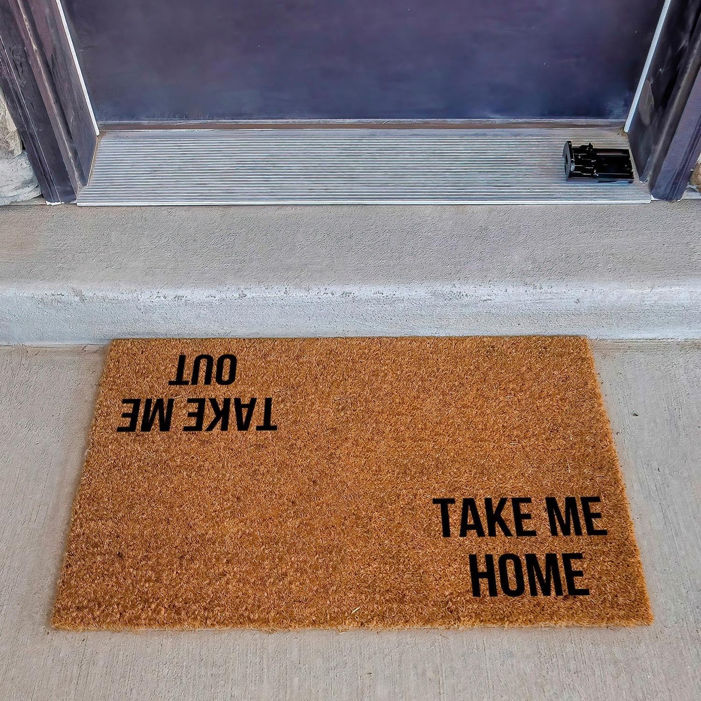 Funny Coir Doormat Take Me Home Take Me Out Front Door Mat Entryway Outdoor Mat with Heavy Duty Front Porch Decor Patio Welcome Mats Entry Natural Coconut Brown Novelty Gift Mat 23.7 x 15.7 inch