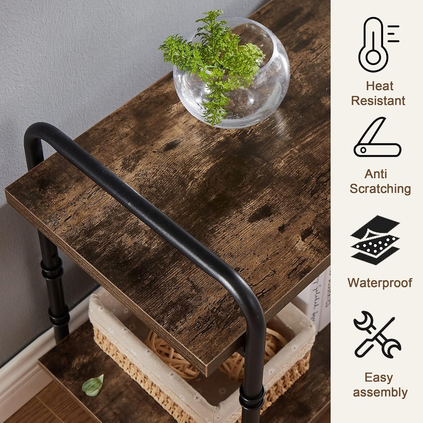 VECELO TV Stands up to 55 Inch,Entertainment Center/Media Console Table with Adjustable Storage Shelves for Living Room/Bedroom,