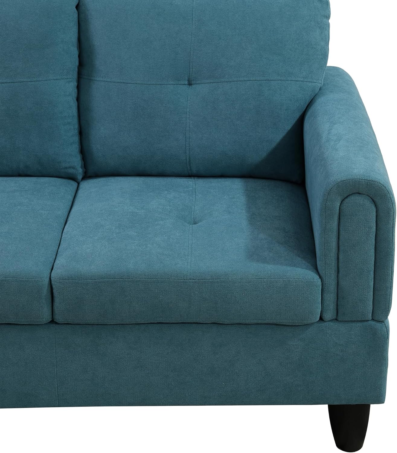 L Shaped Sectional Sofa with Ottoman, Modern Couches for Living Room, Microfiber Facing, Bedroom, Office