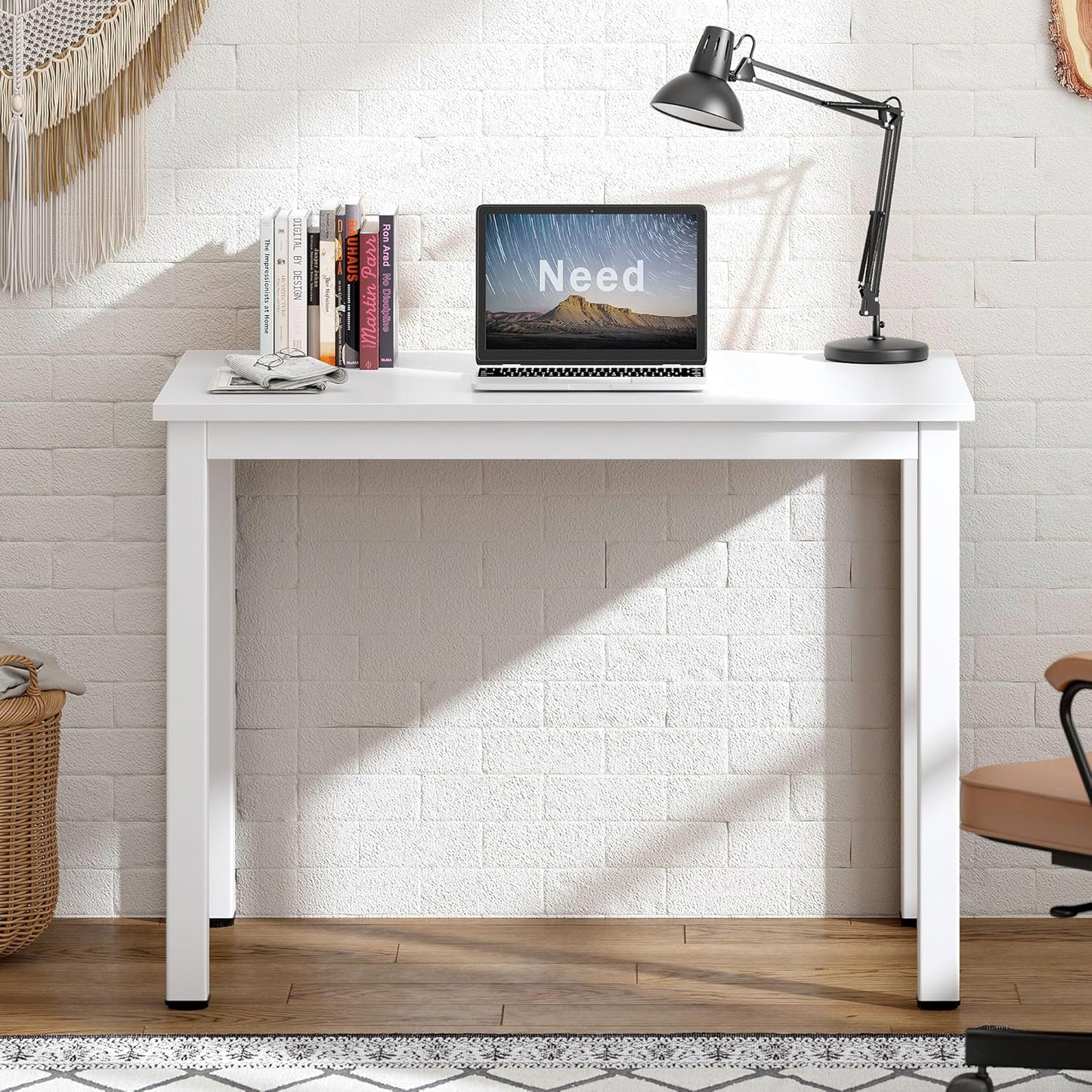 Need Small Table - 31.5 Inch Study Desk for Narrow Spaces,Sturdy and Heavy Duty Study Workstation for Laptop-Easy Assembly Homework Desks AC3DW8040