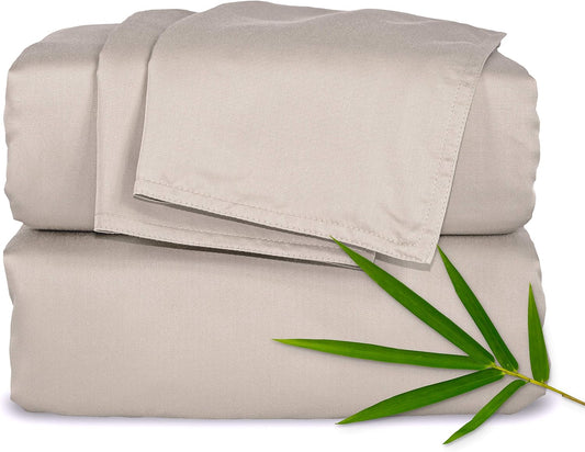 Split King Sheets by Pure Bamboo, Genuine 100% Organic Viscose Derived from Bamboo Bed Sheet Set, Soft & Cooling, Double Stitching *Not for Split Top (Split King, Sand)