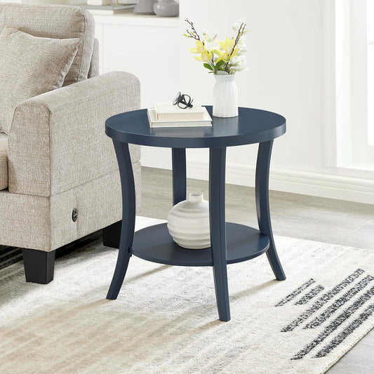 Roundhill Furniture Perth Contemporary Round End Table with Shelf