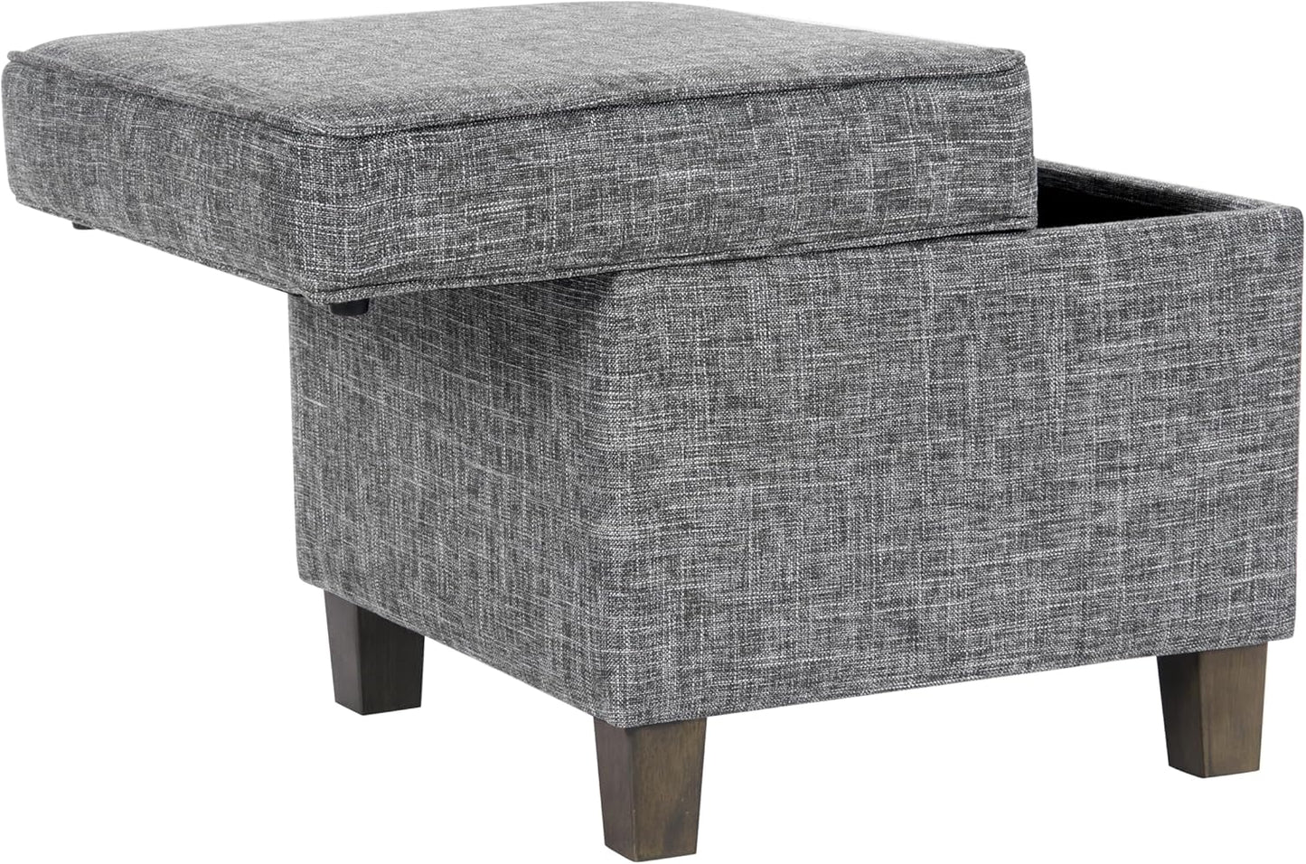 HomePop Home Decor | K7342-F2182 | Classic Square Storage Ottoman with Lift Off Lid | Ottoman with Storage for Living Room & Bedroom, Slate Grey Large