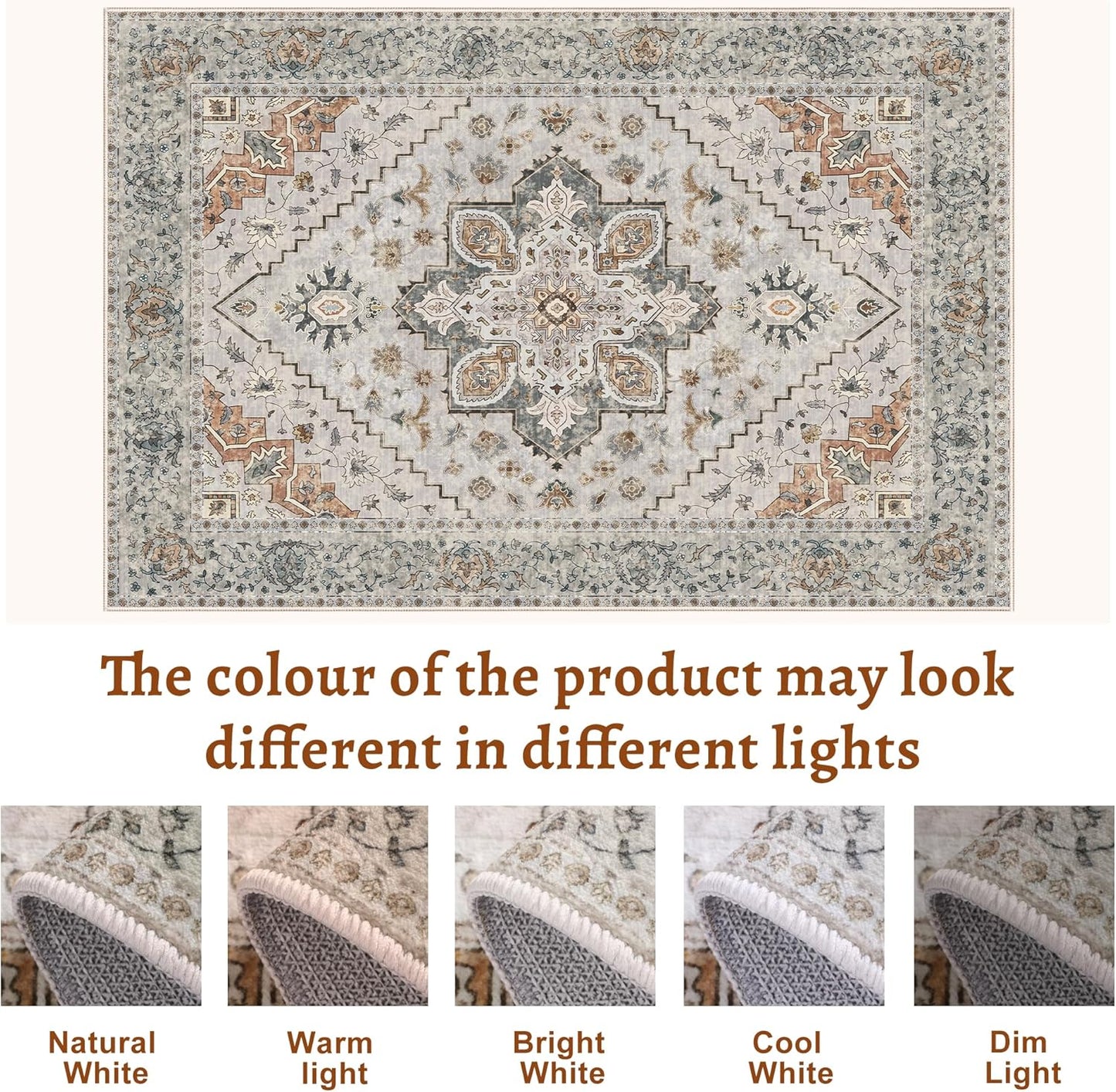 Tangsoo 2x5 Washable Runner Rug for Hallways, Non Slip Vintage Runner, Soft Low Pile Long Rug Runner, Print Distressed Grey Carpet Runners for Kitchen Bedroom Entryway Bathroom Living Room